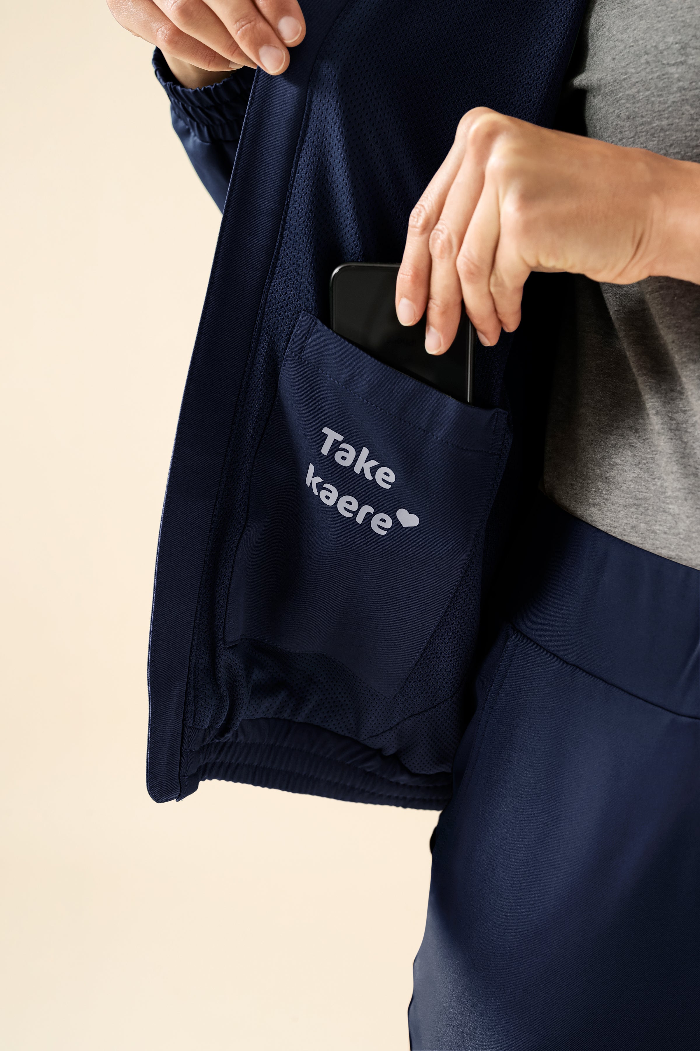 KAERE Veste blouson Femme - Poignet élastiqué bleu navy