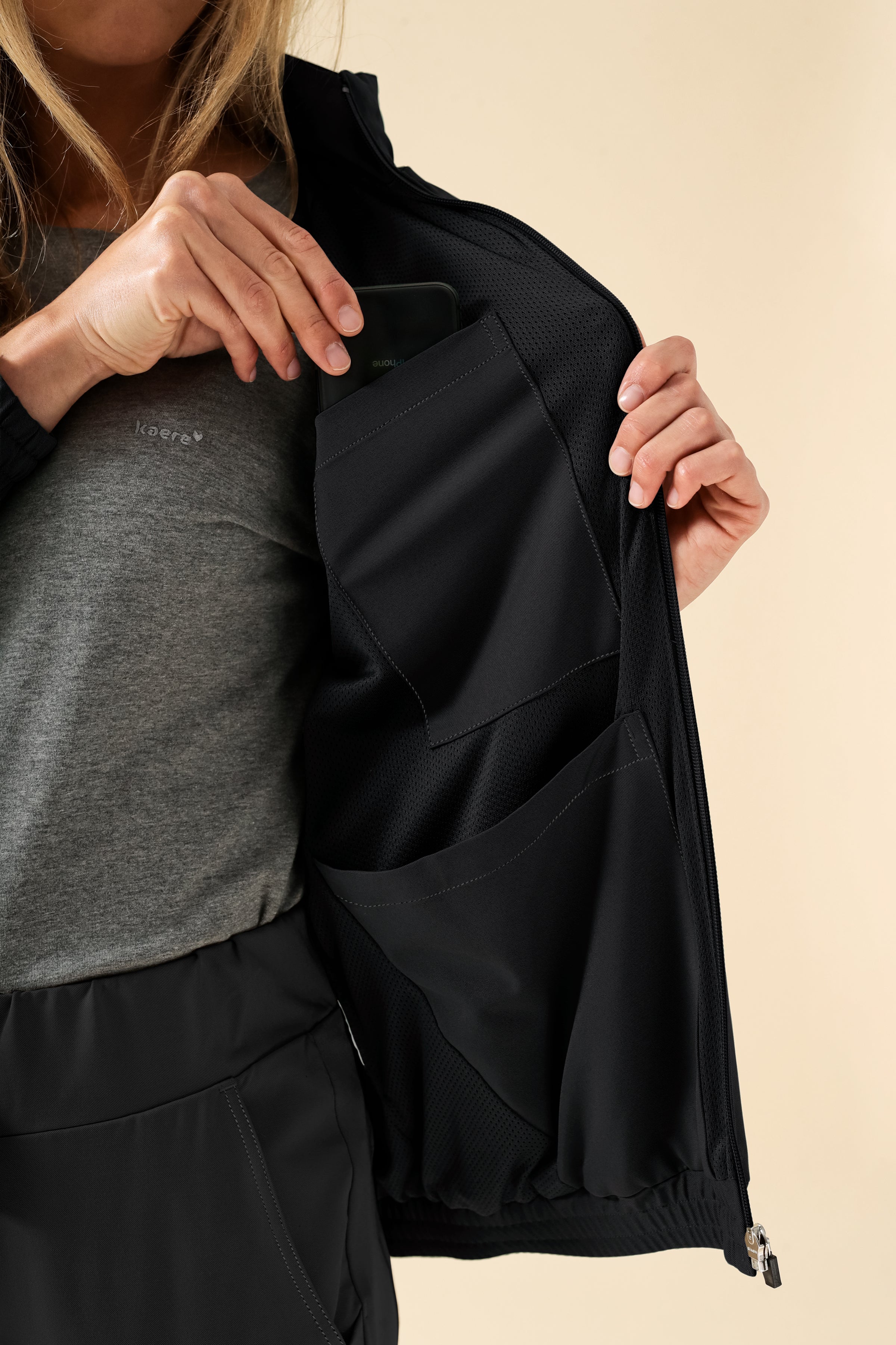 KAERE Veste blouson Femme - Poignet élastiqué noir