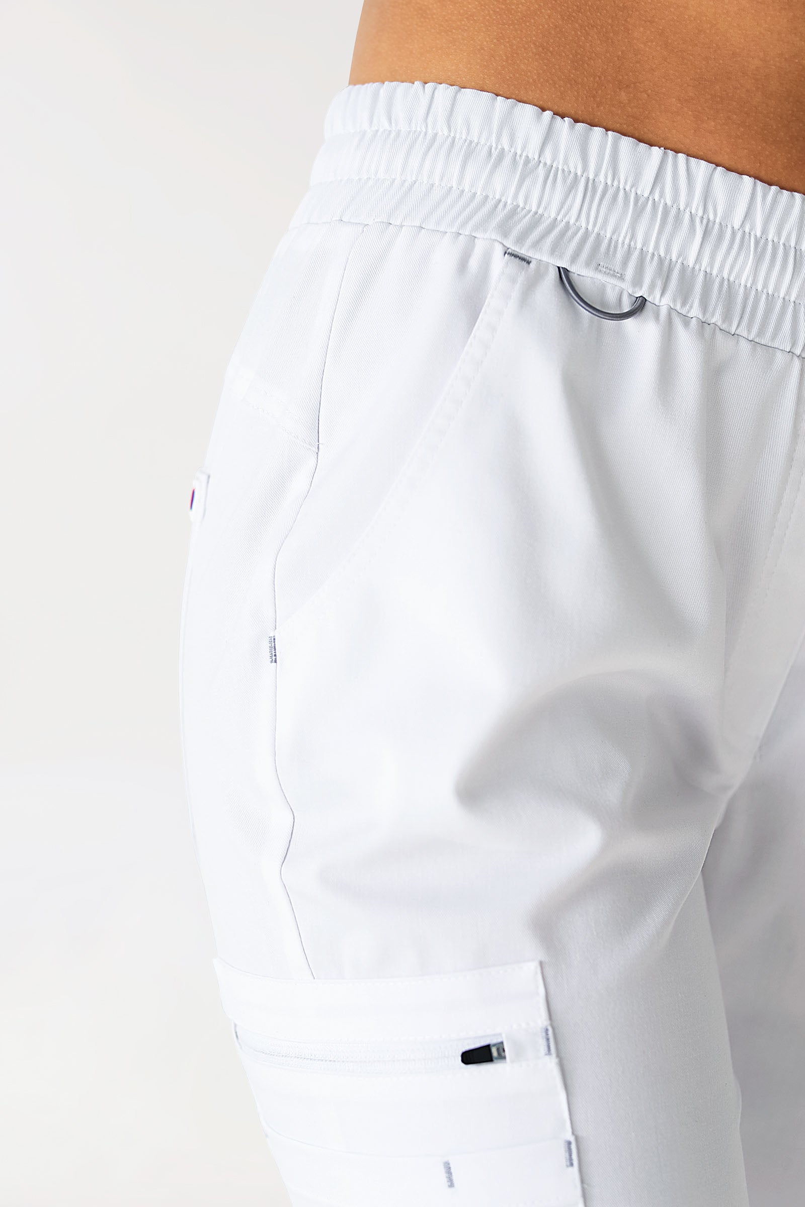 CLINIC STRETCH Pantalon Femme - Ceinture en maille blanc/gris