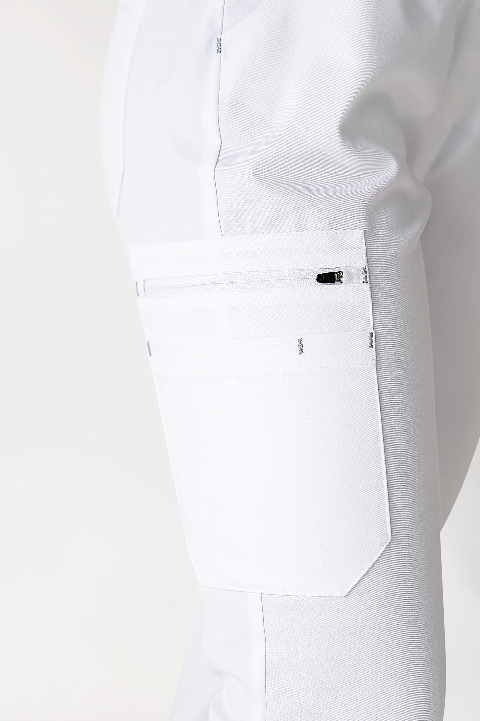 CLINIC STRETCH Pantalon Femme - Ceinture en maille blanc/gris