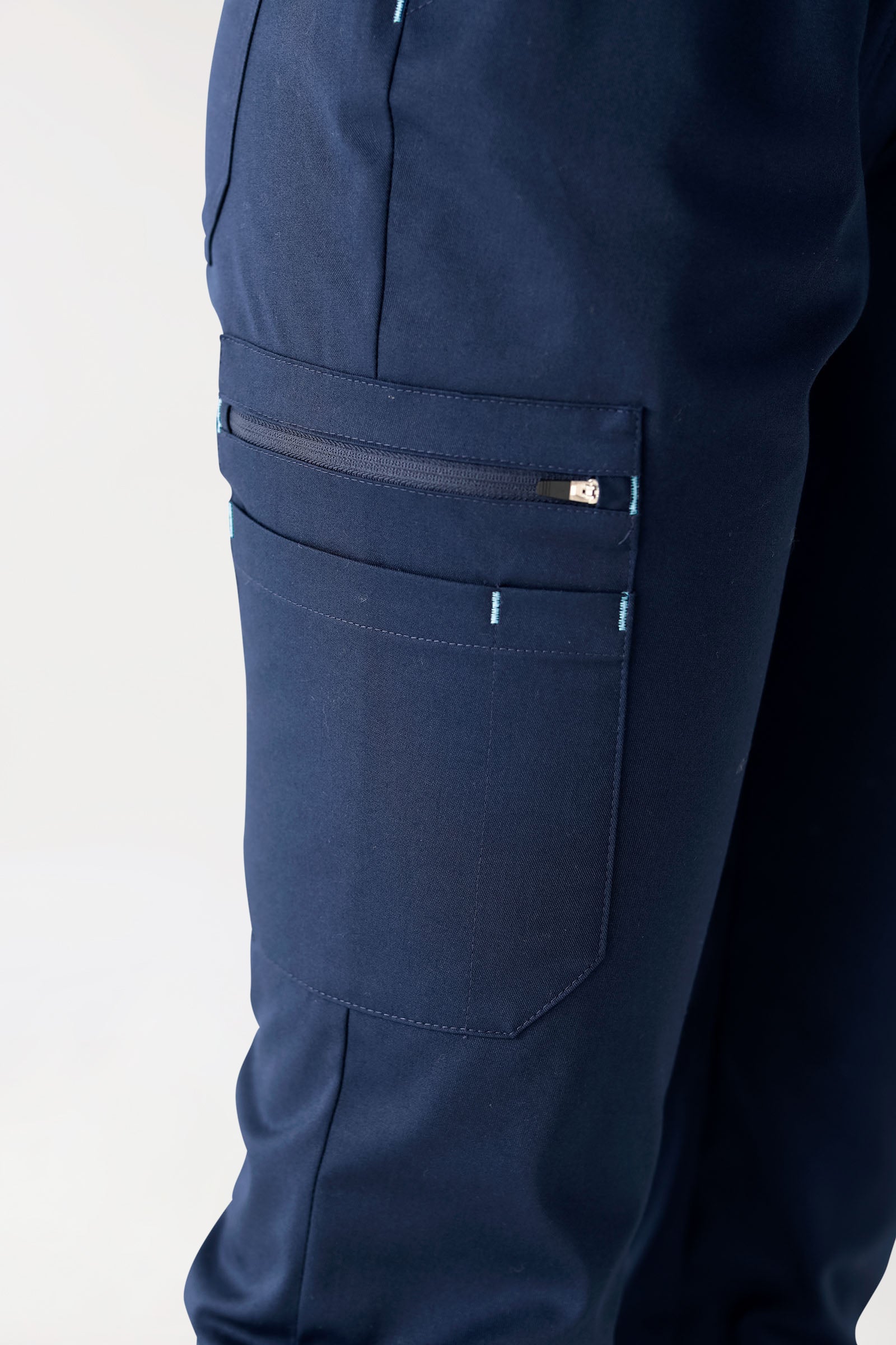 CLINIC STRETCH Pantalon Femme - Ceinture en maille bleu navy/bleu ciel