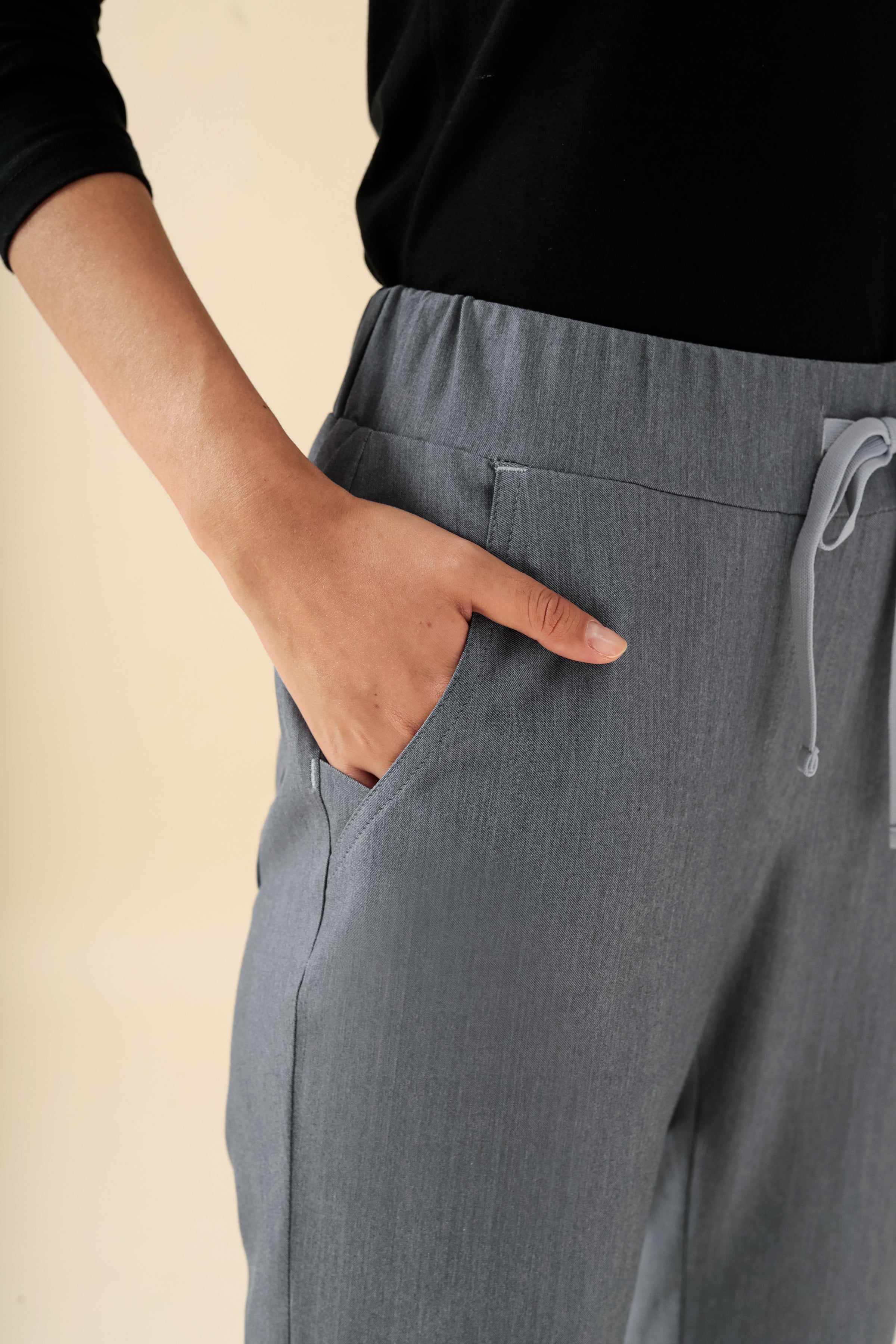 KAERE Pantalon Femme - sans poche cargo gris chiné