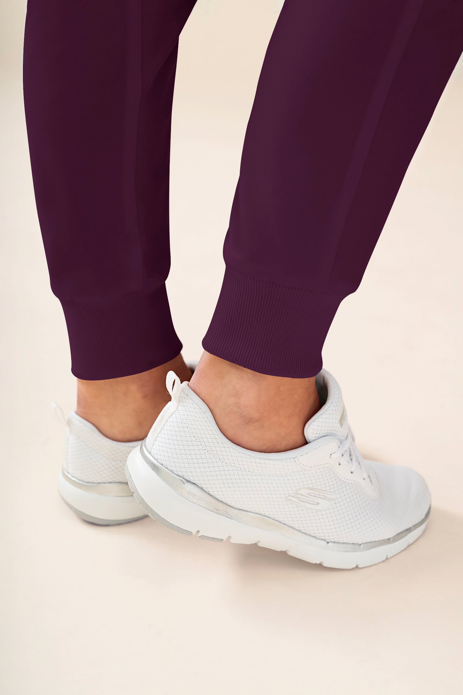 KAERE Pantalon Femme - avec poches cargo et ourlets côtelés Taille courte prune