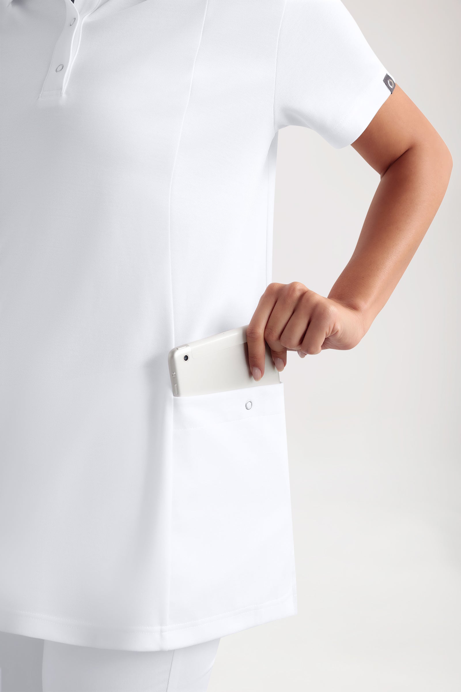 COMFY FLEX Tunique Stretch Femme - Col polo blanc