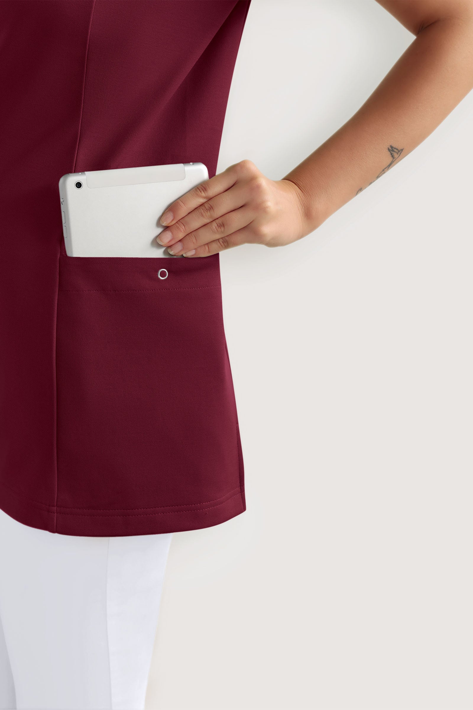 COMFY FLEX Tunique Stretch Femme - Boutons-pression bordeaux