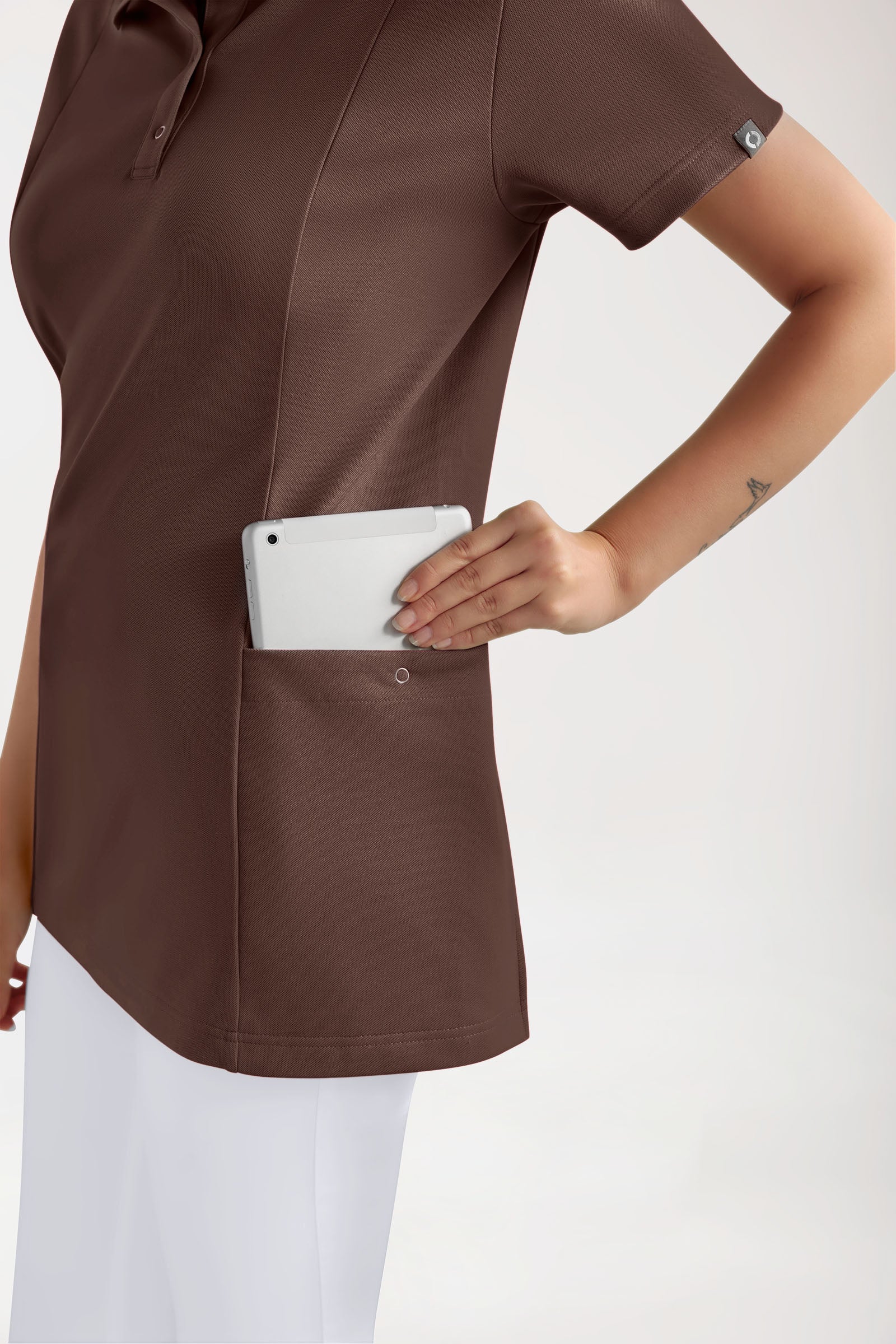 COMFY FLEX Tunique Stretch Femme - Boutons-pression coffee