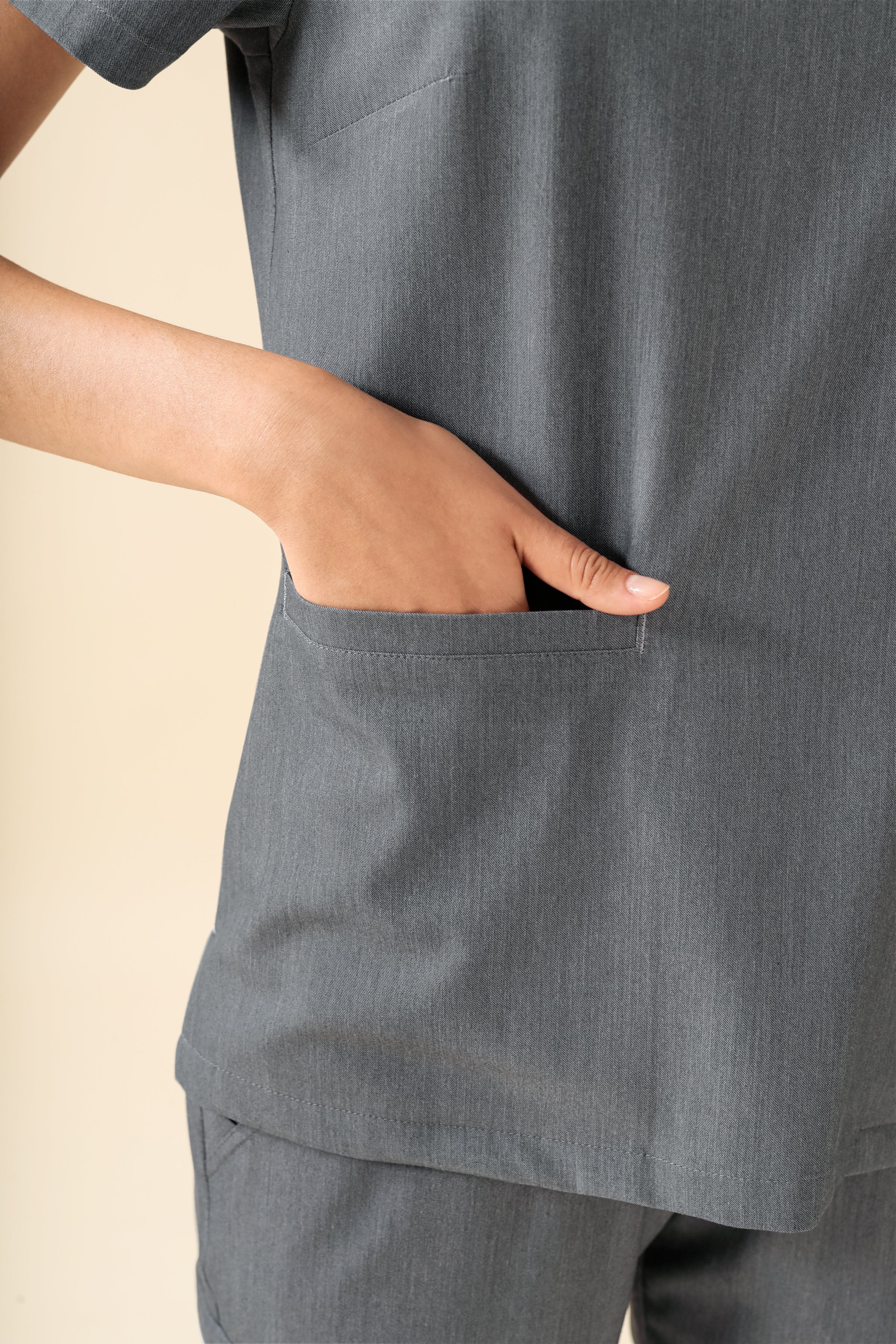 KAERE Tunique Femme - Décolleté V gris chiné