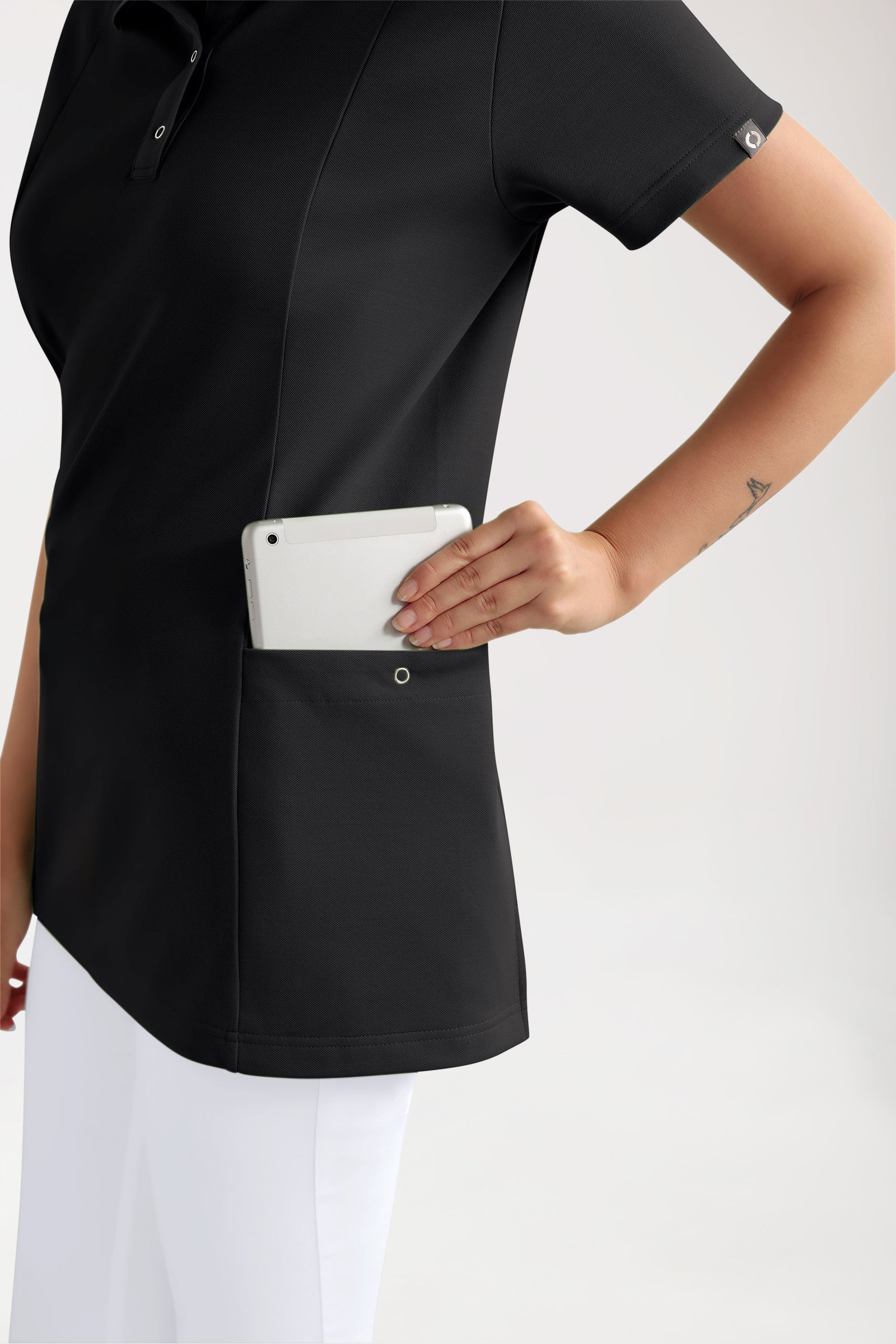 COMFY FLEX Tunique Stretch Femme - Col polo noir