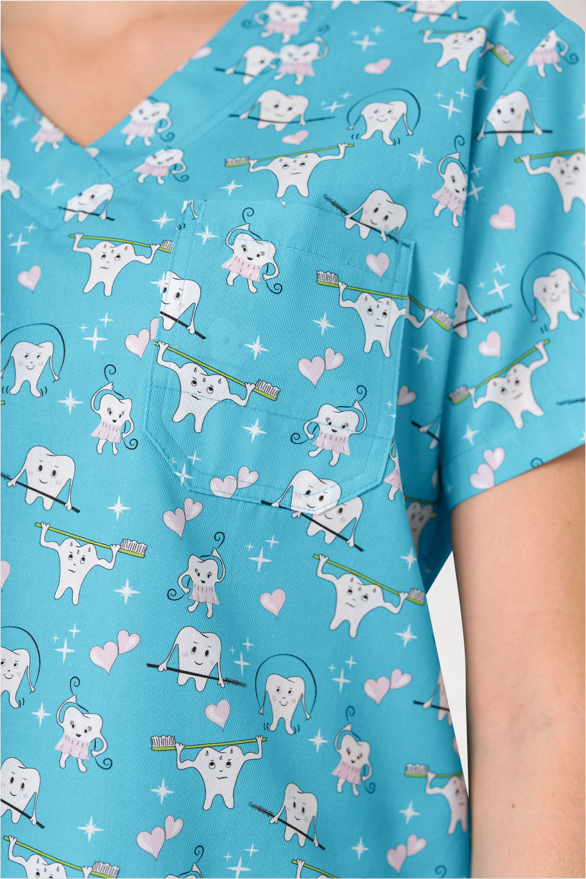 Tunique Femme légère - Imprimée en allover turquoise/blanc/rose