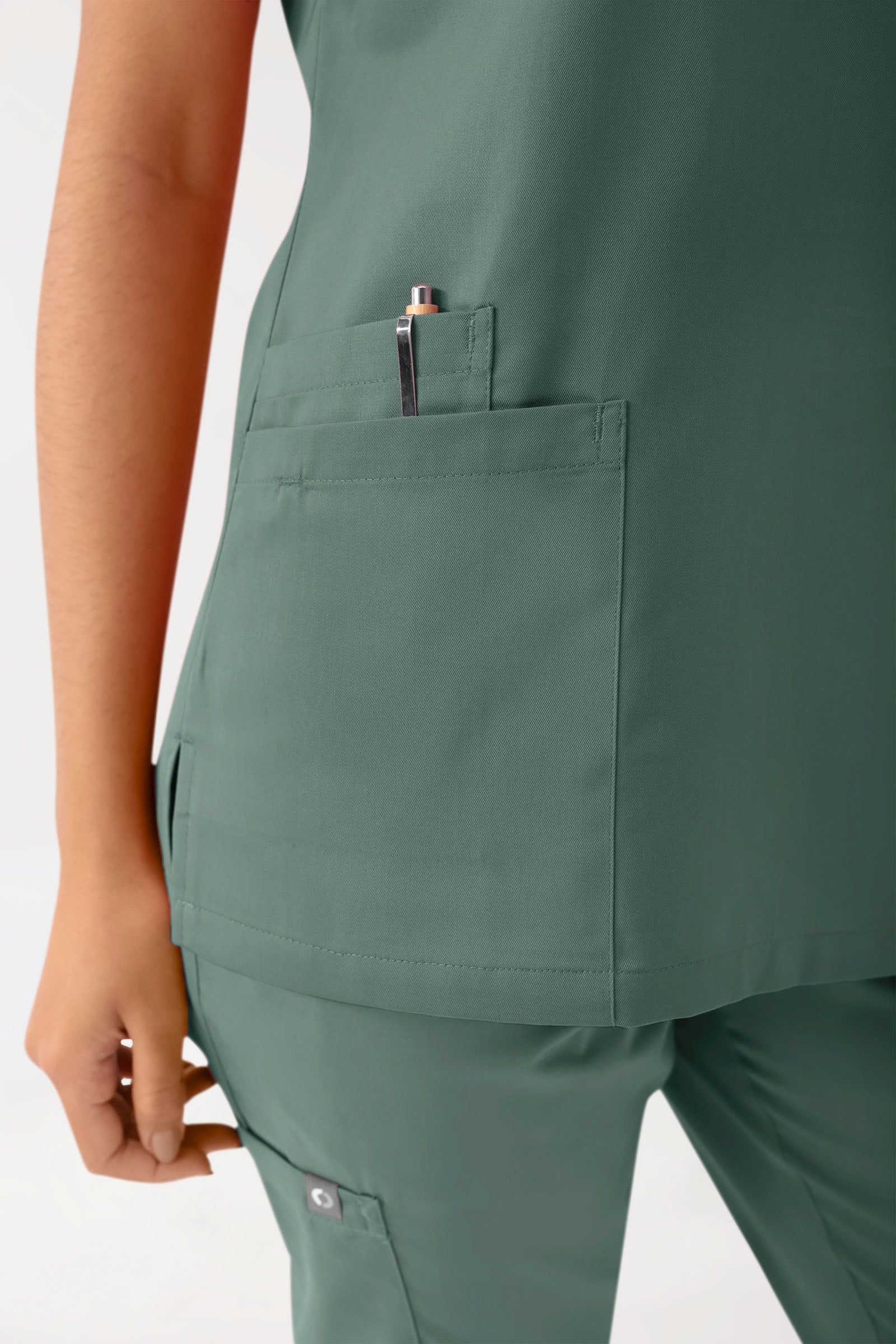 GREEN Tunique Stretch Femme - Décolleté V vert foncé