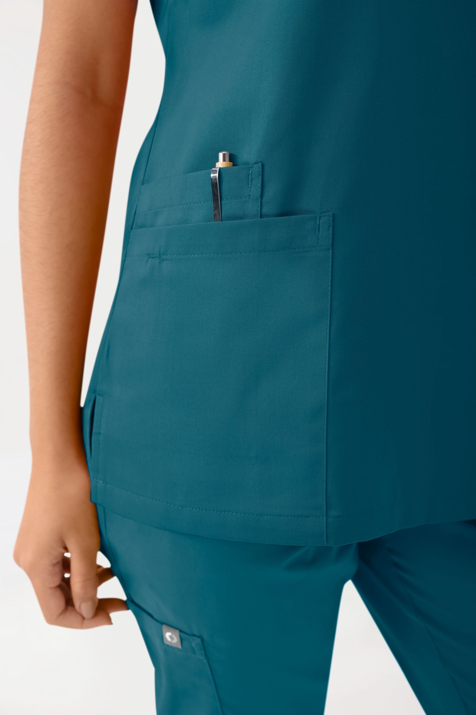 GREEN Tunique Stretch Femme - Décolleté V pétrole