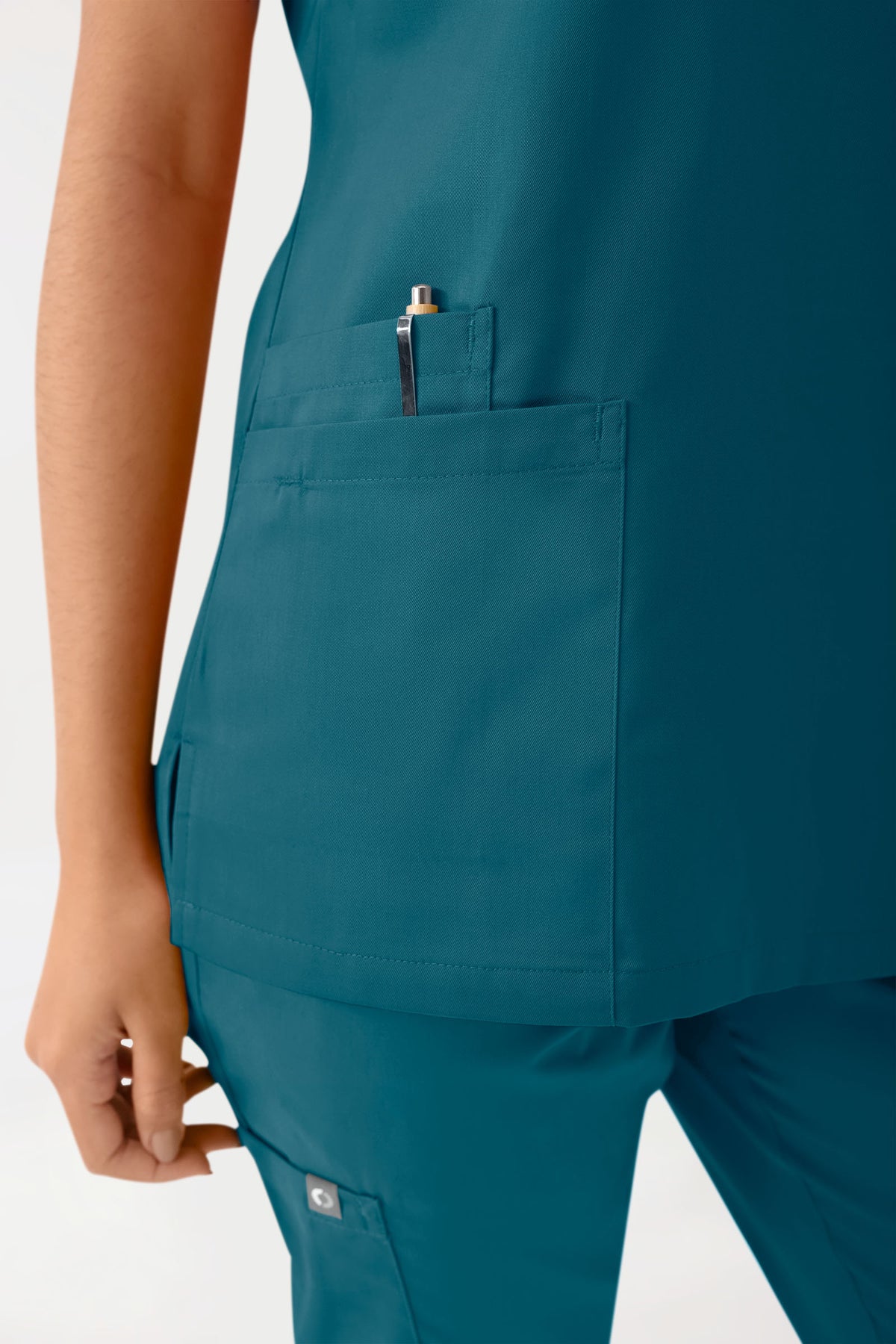 GREEN Tunique Stretch Femme - Décolleté V pétrole
