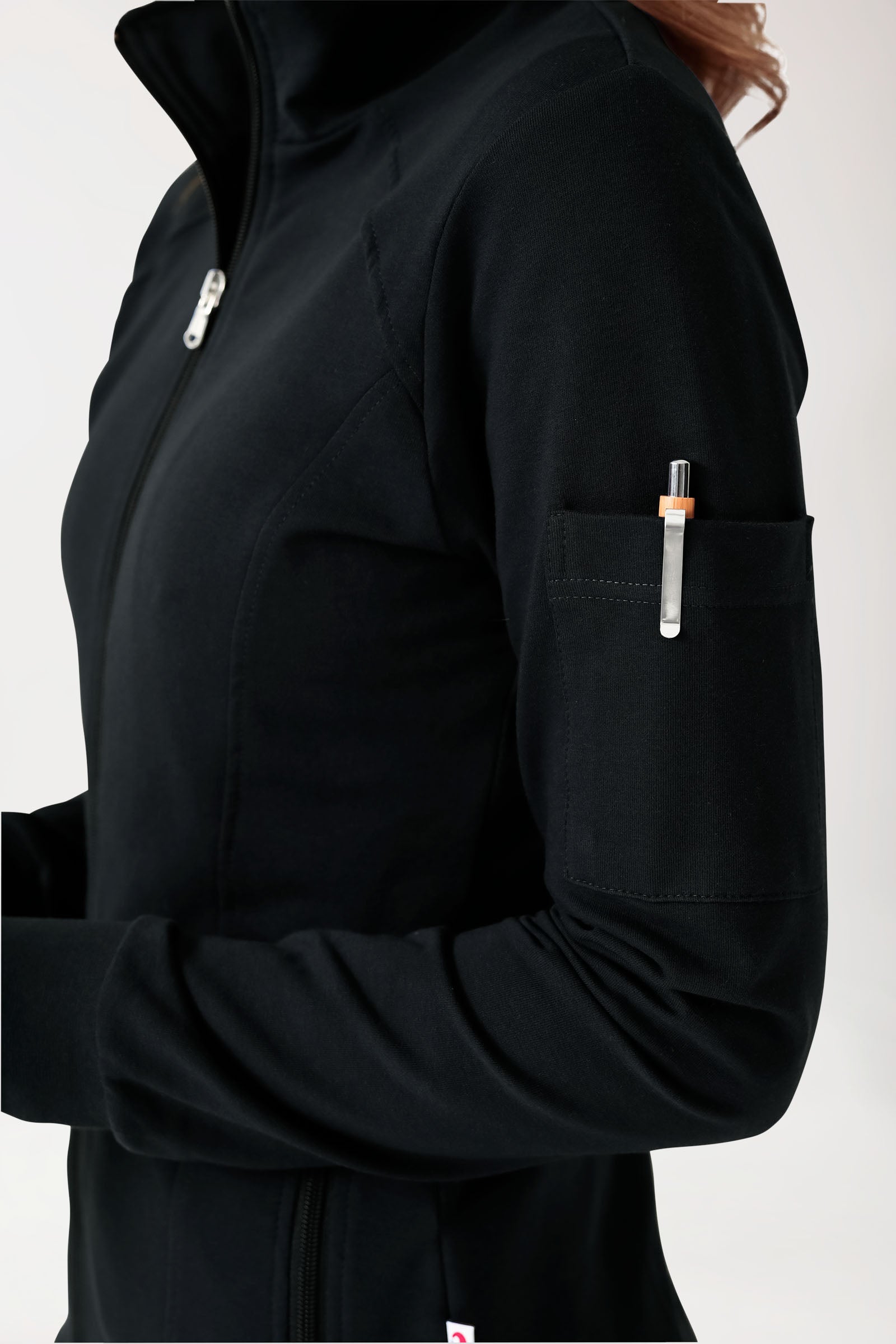 Veste en Sweat Femme - Col officier noir