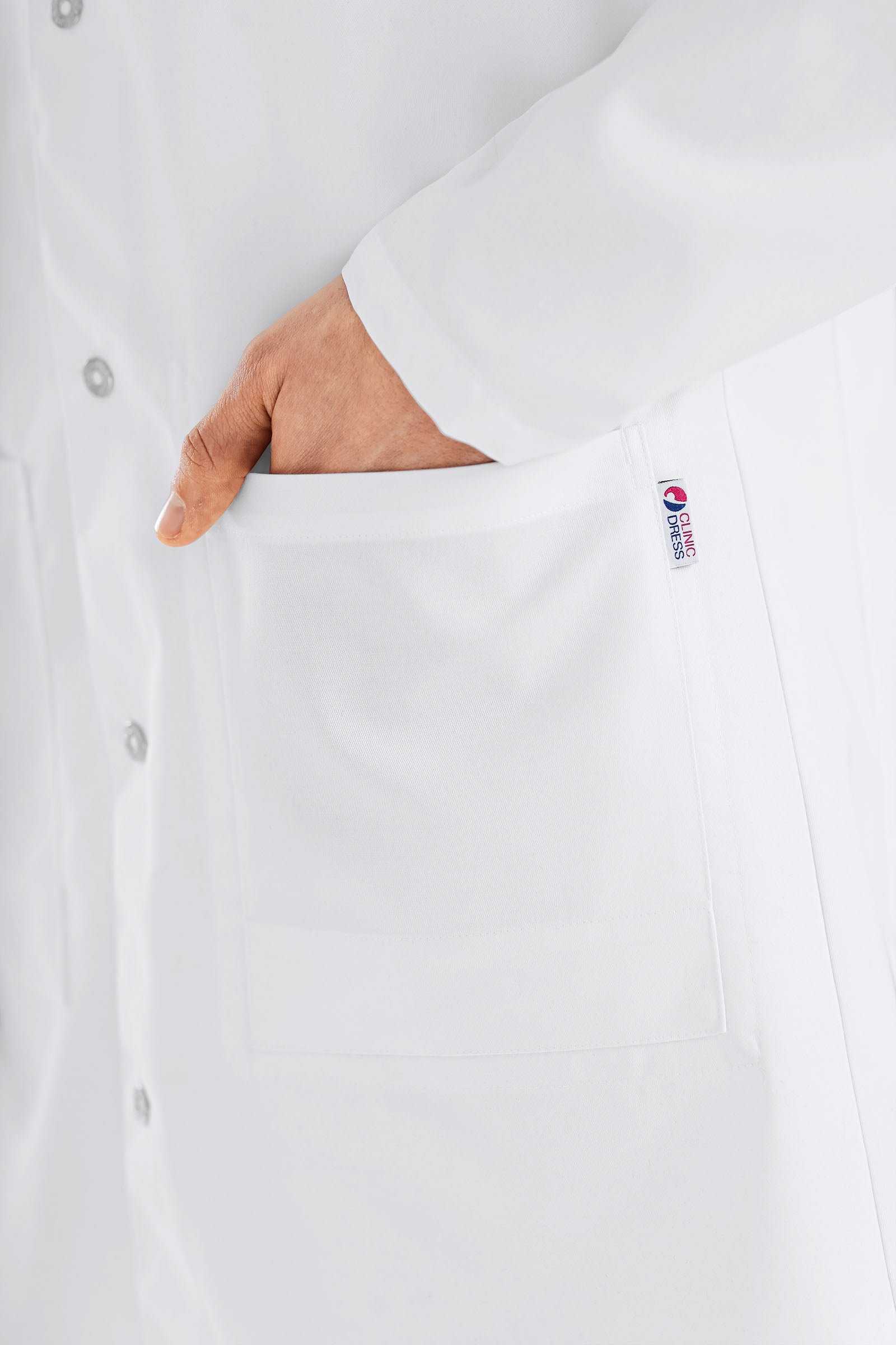Blouse blanche Homme - Col à revers - Patte de boutons-pression blanc