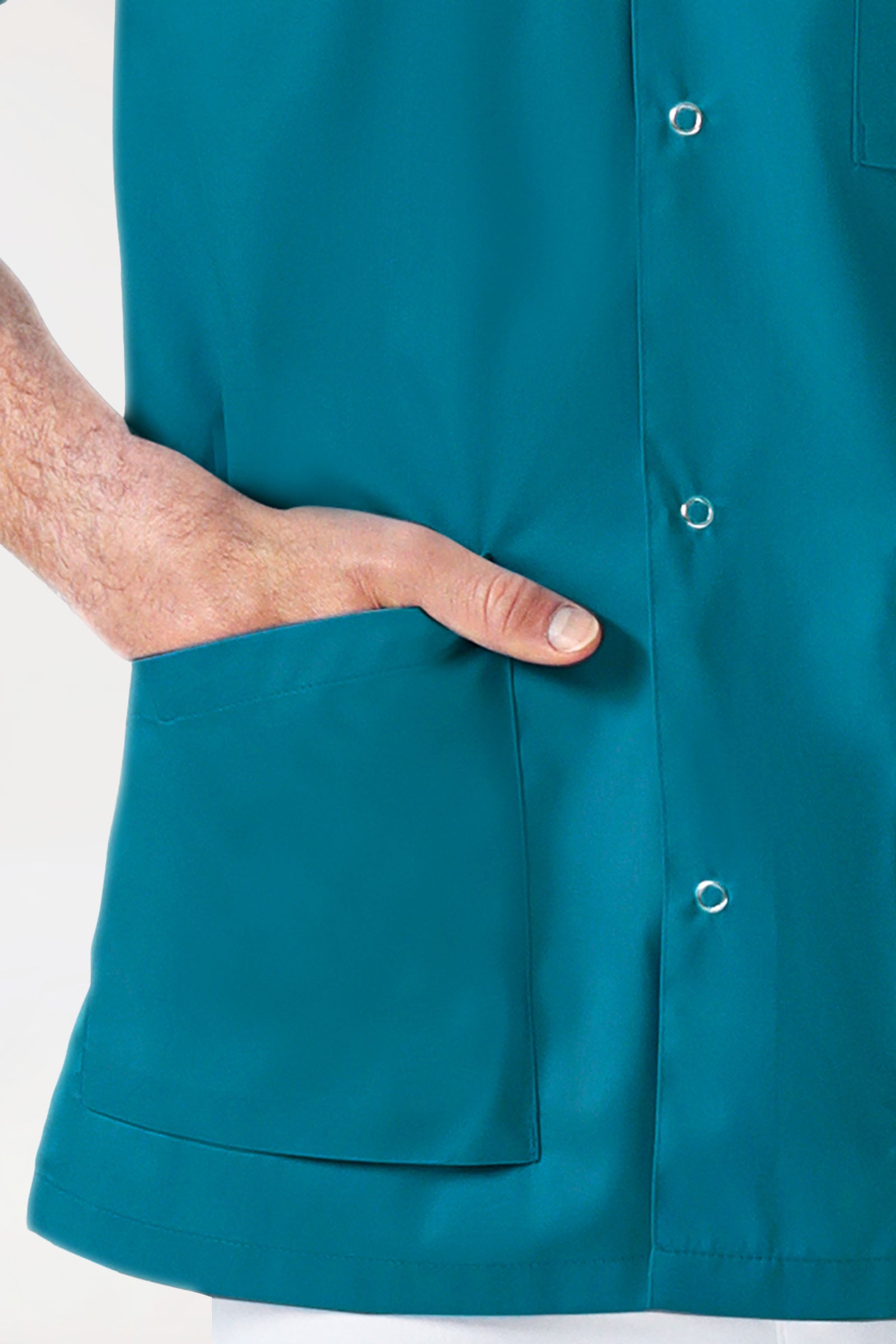 CORE Blouse Homme - Entièrement boutonnée vert pétrole
