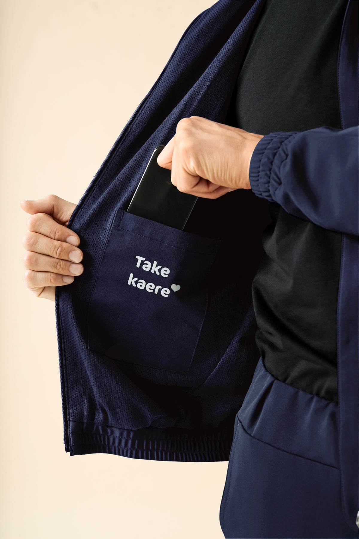 KAERE Veste blouson Homme - Poignet élastiqué bleu navy