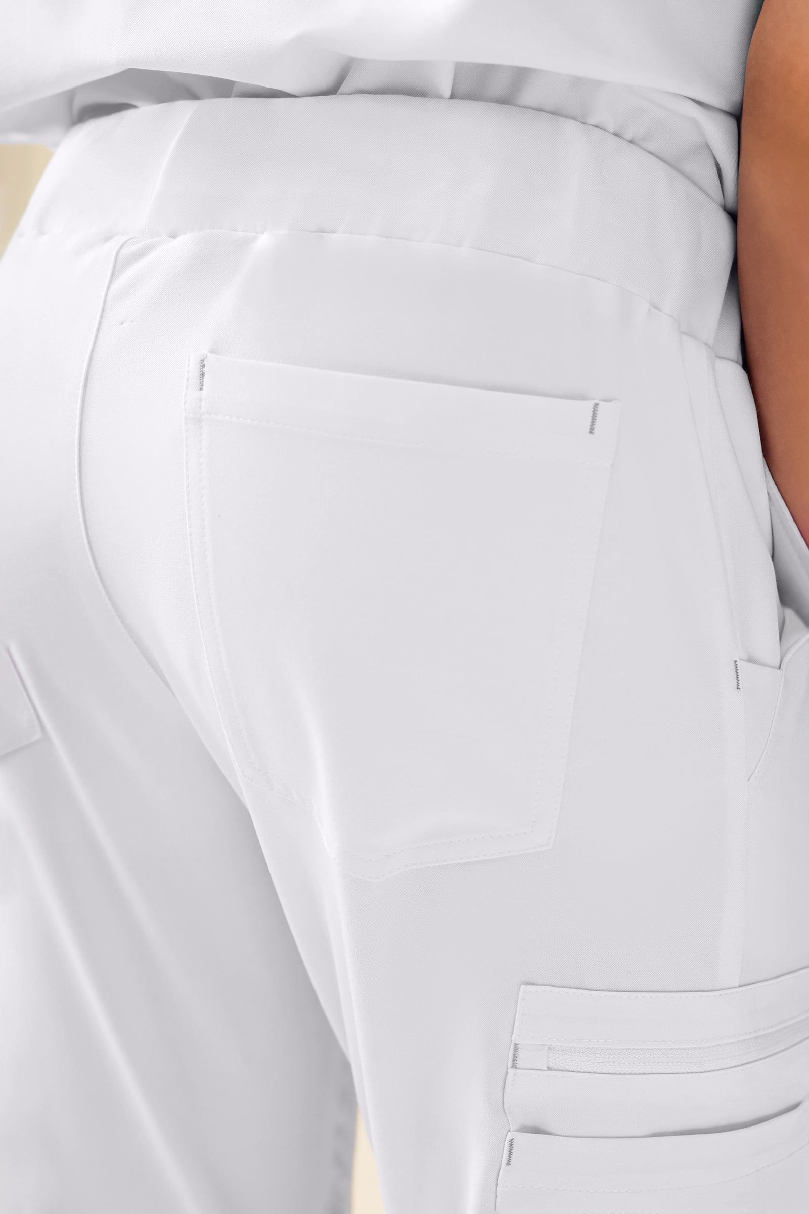 KAERE Pantalon Homme - avec poches cargo Taille courte blanc
