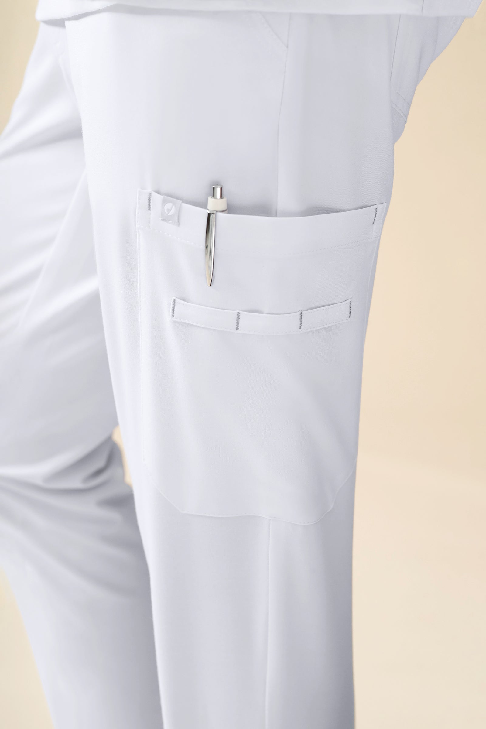 KAERE Pantalon Homme - avec poches cargo Taille courte blanc