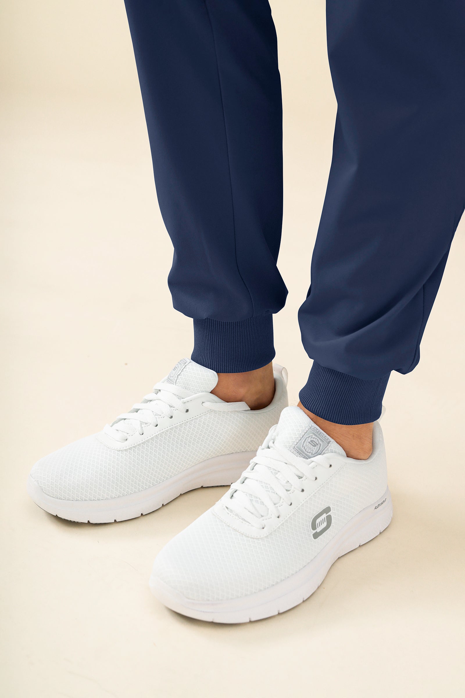 KAERE Pantalon Homme - avec poches cargo et ourlets côtelés bleu navy