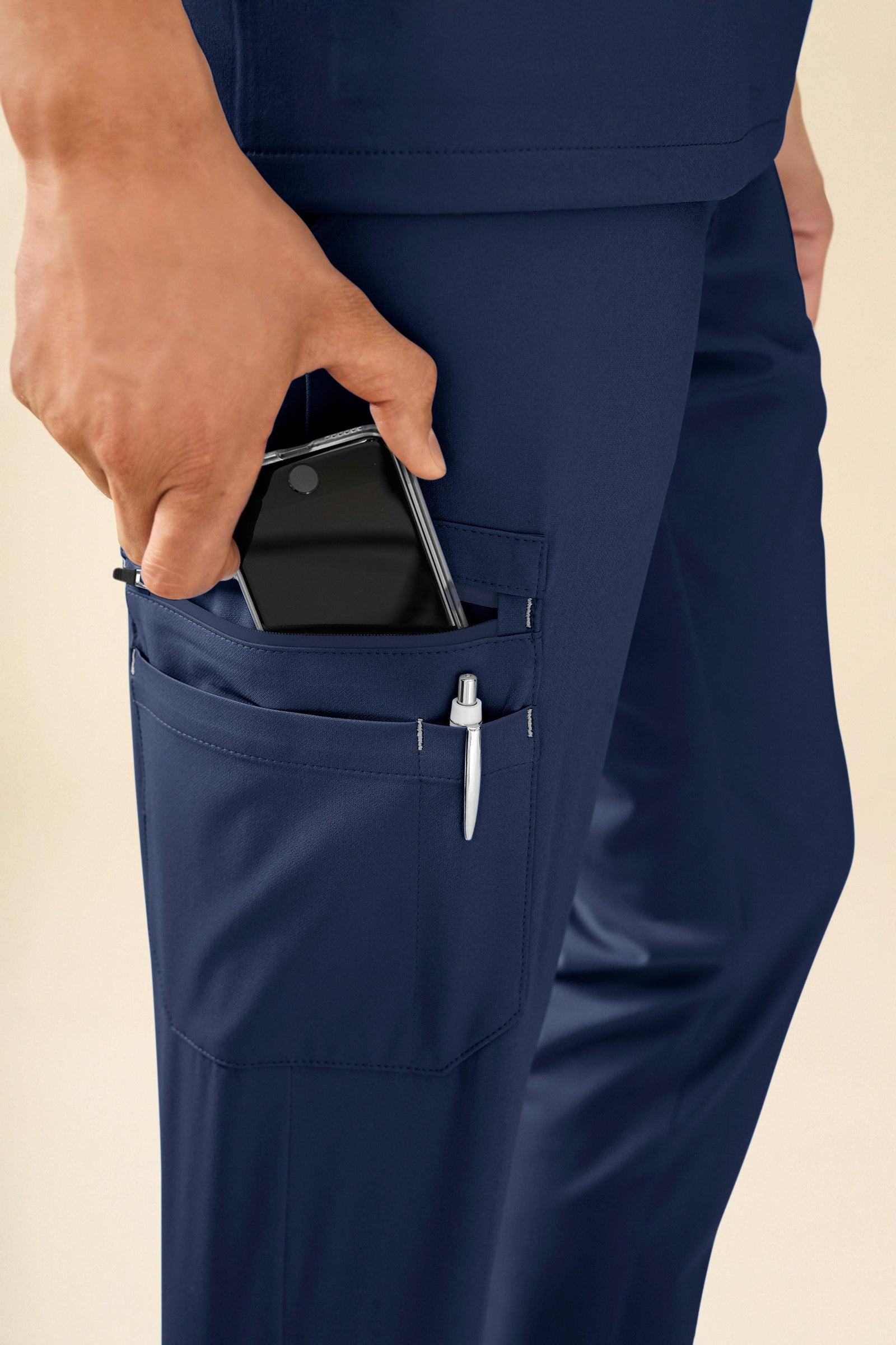 KAERE Pantalon Homme - avec poches cargo bleu navy