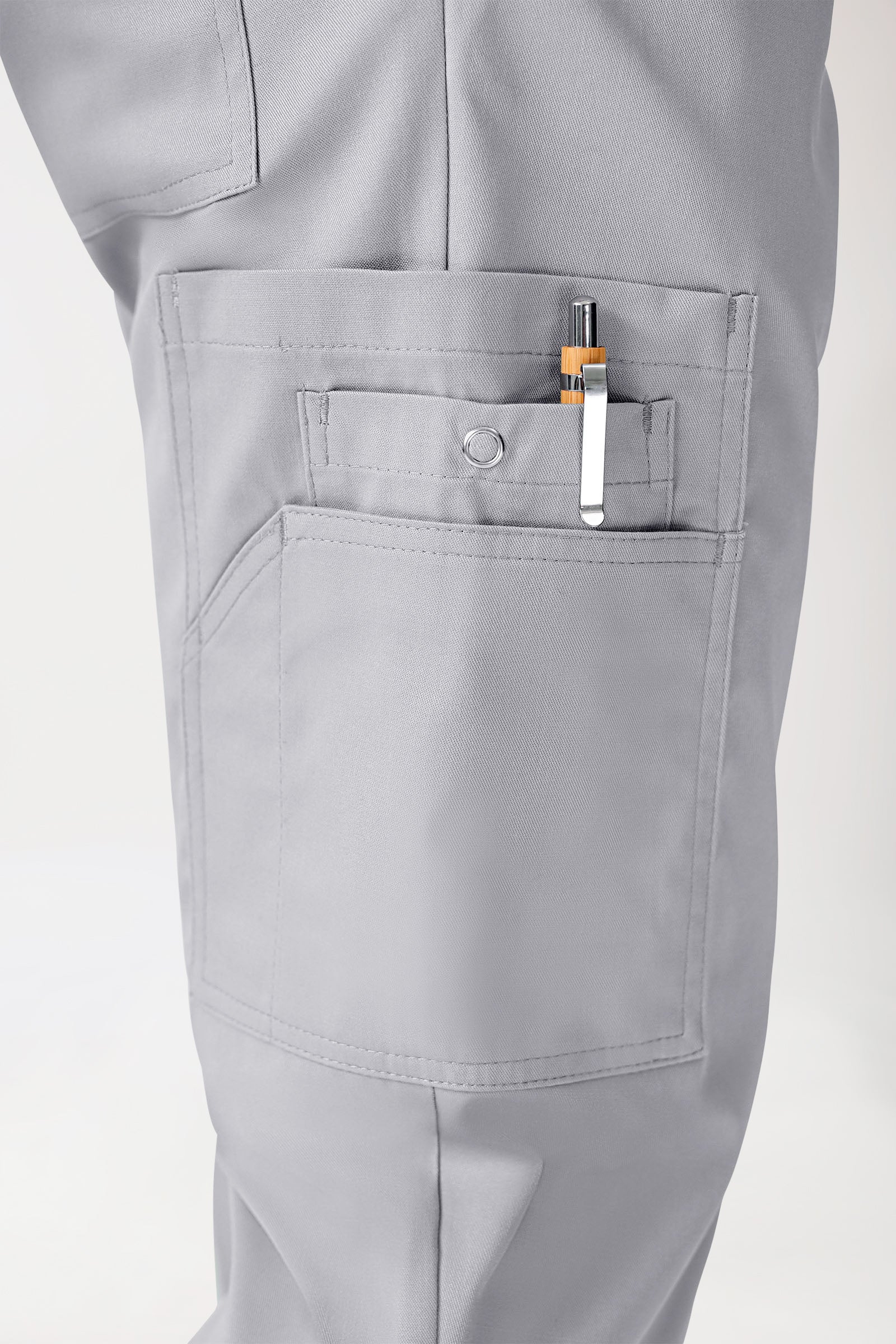 CLINIC STRETCH Pantalon mixte - Poche sur la jambe Taille courte gris