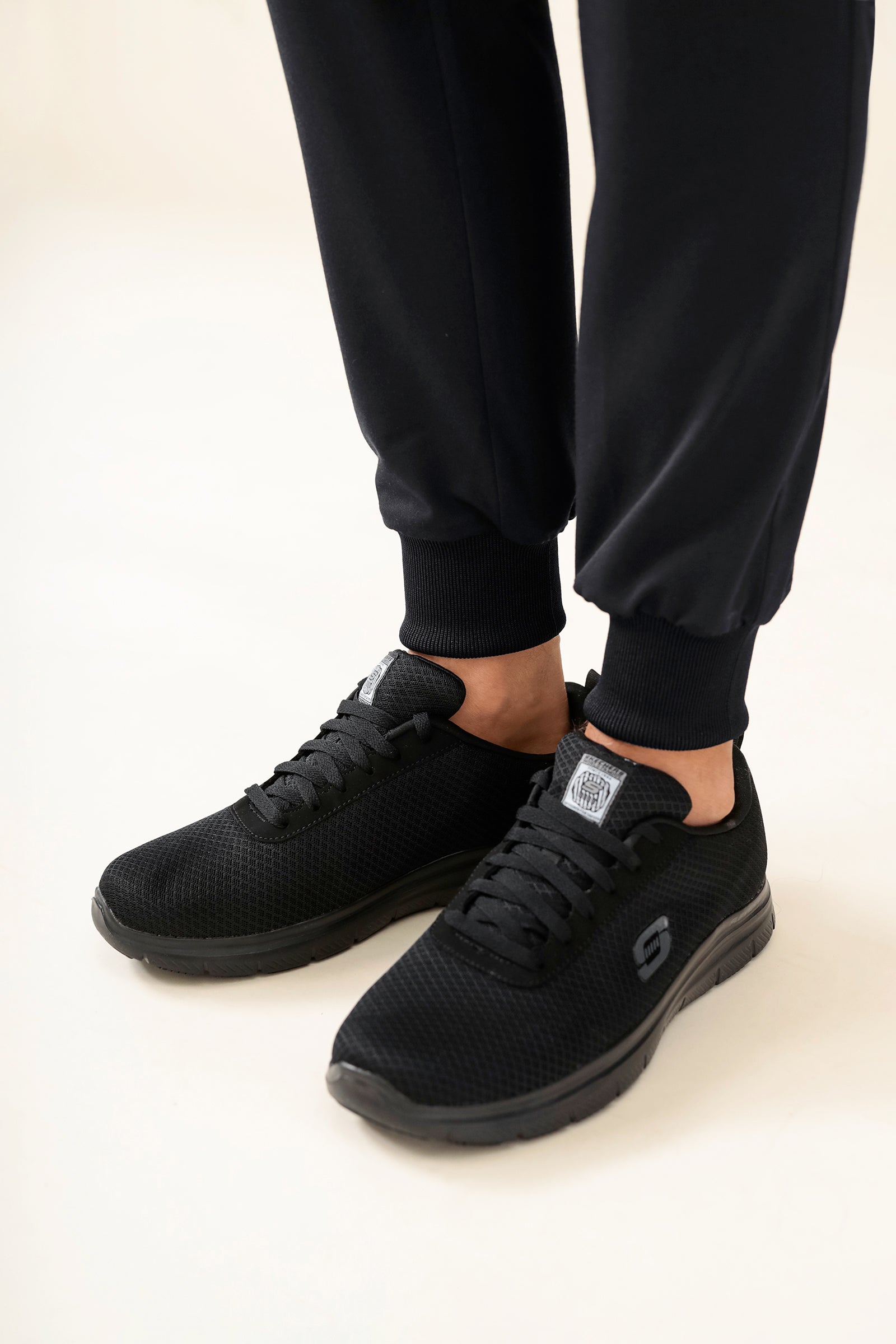 KAERE Pantalon Homme - avec poches cargo et ourlets côtelés noir