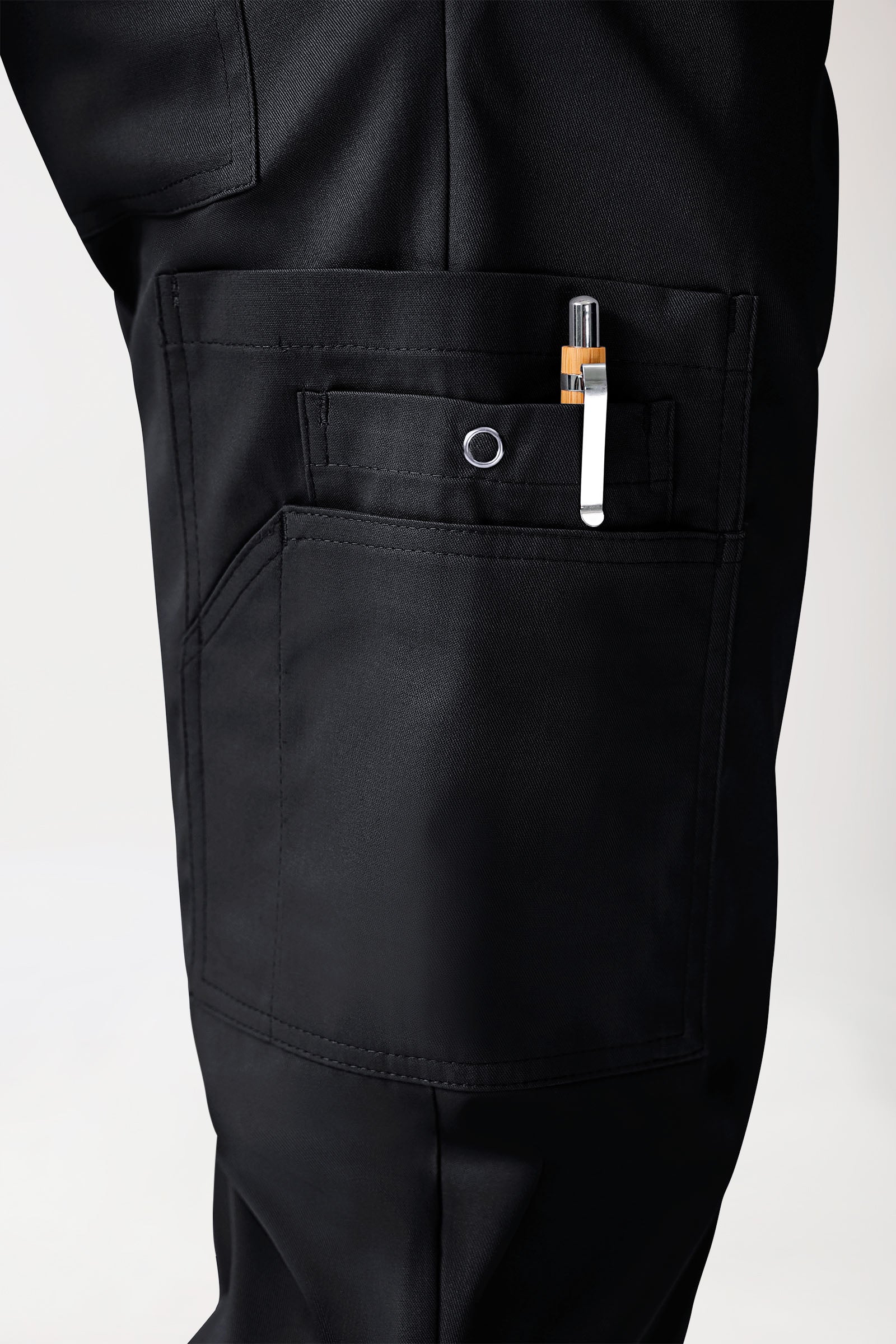 CLINIC STRETCH Pantalon mixte - Poche sur la jambe Taille courte noir