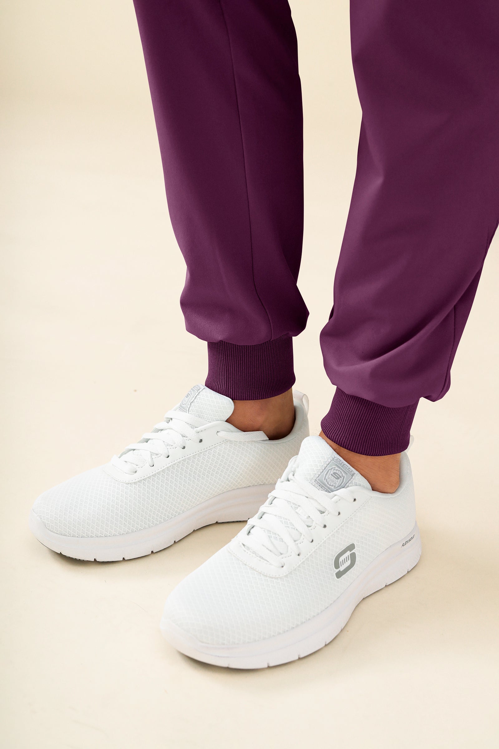 KAERE Pantalon Homme - avec poches cargo et ourlets côtelés prune
