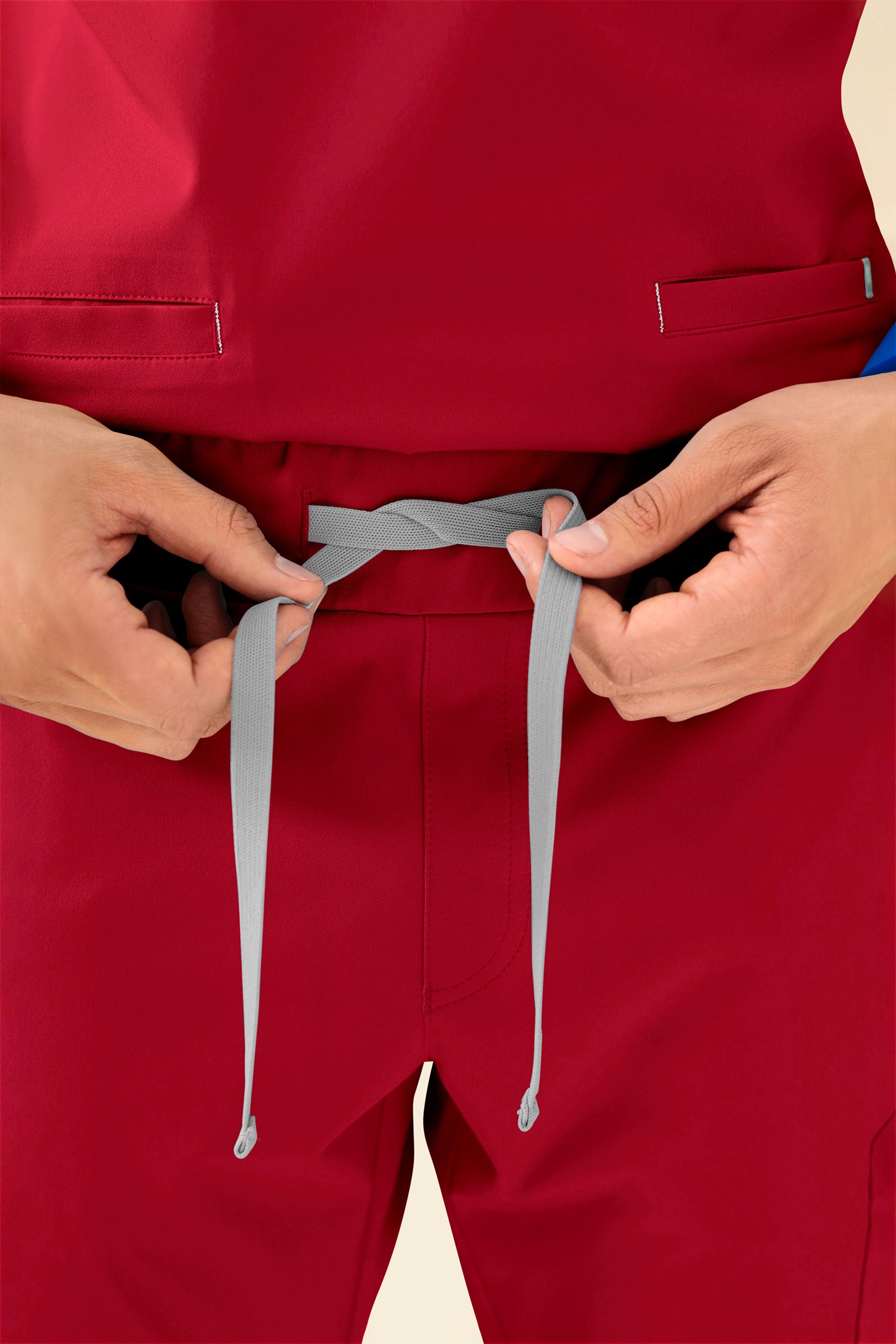 KAERE Pantalon Homme - avec poches cargo et ourlets côtelés rouge