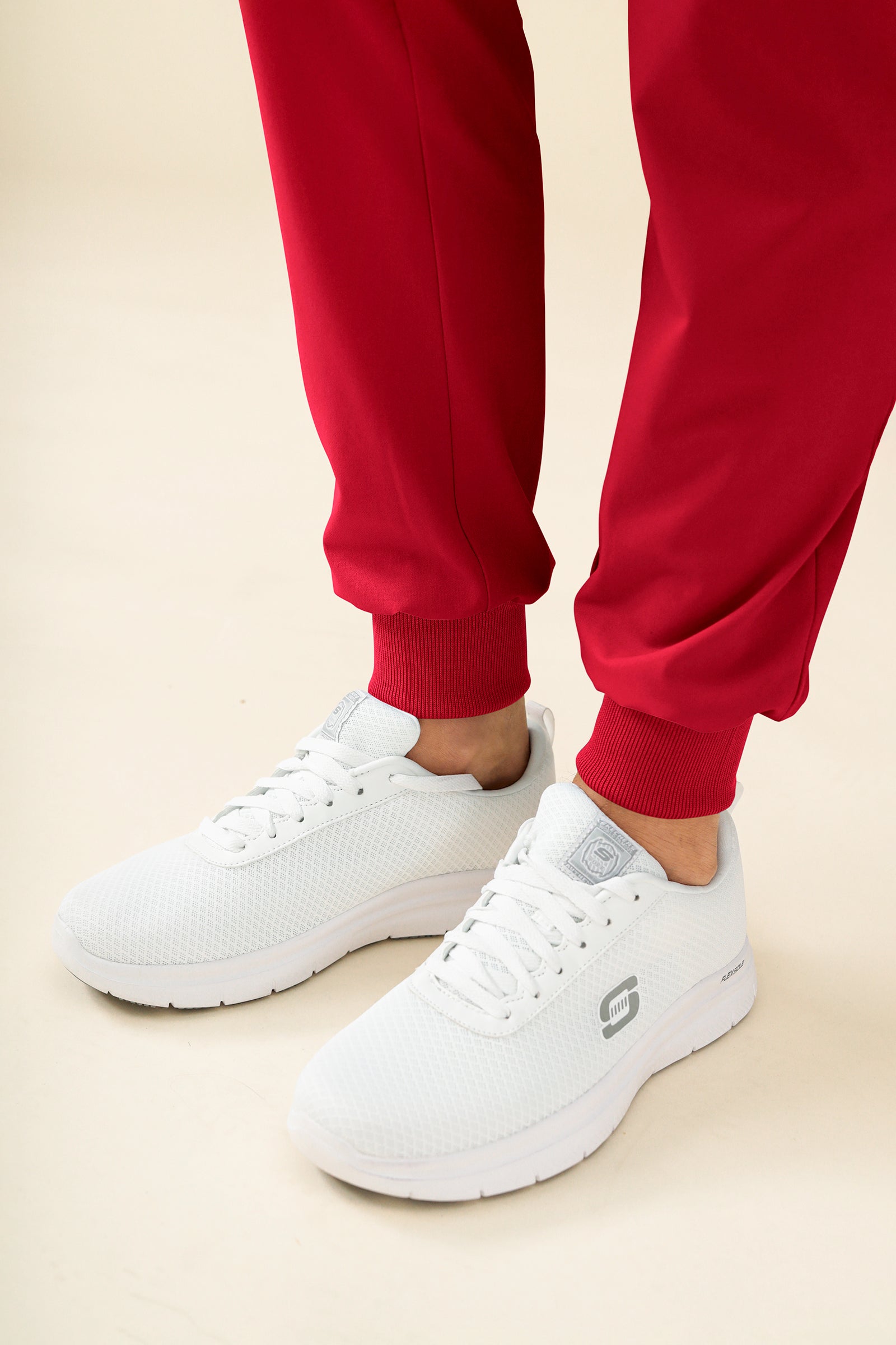 KAERE Pantalon Homme - avec poches cargo et ourlets côtelés rouge