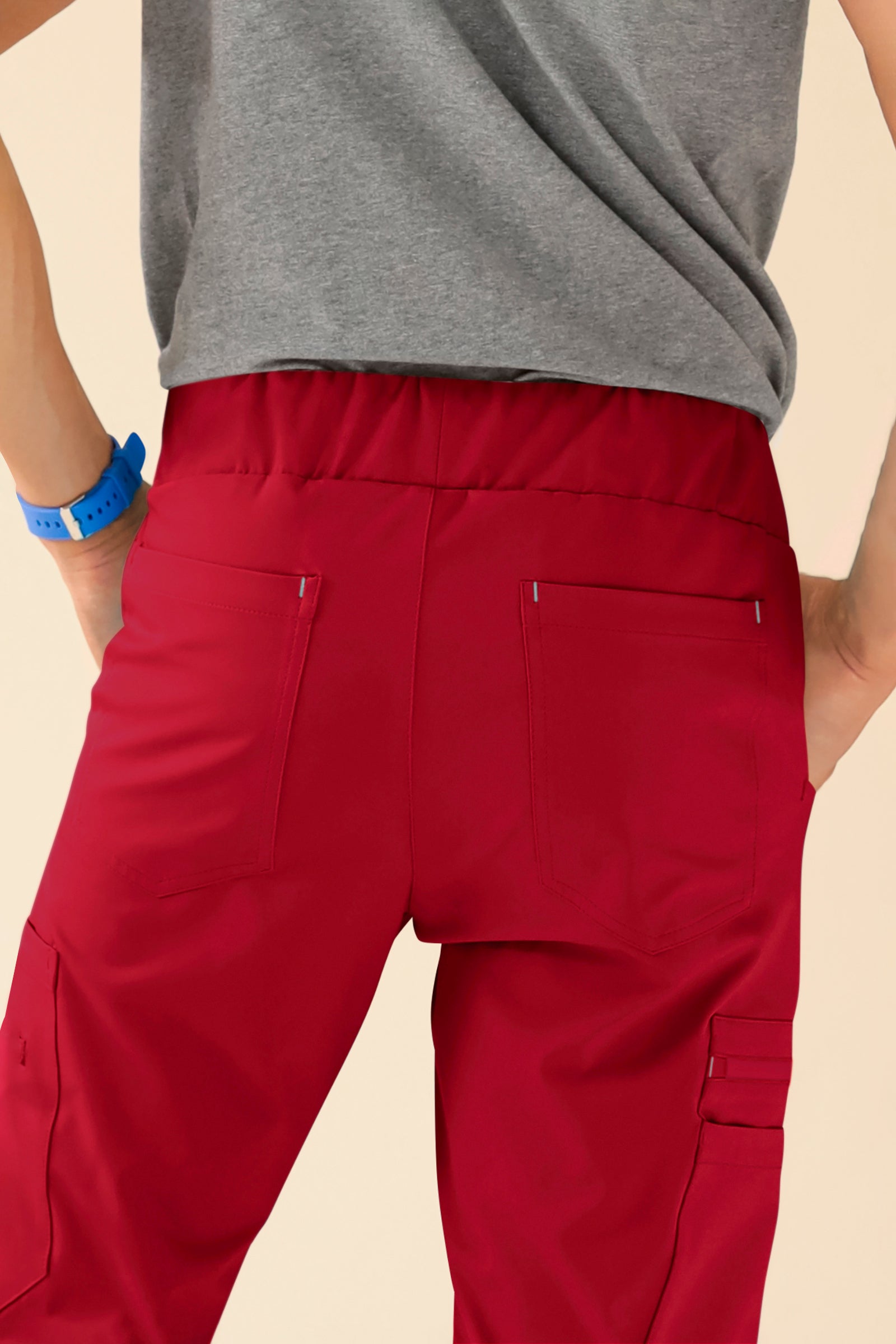 KAERE Pantalon Homme - avec poches cargo rouge