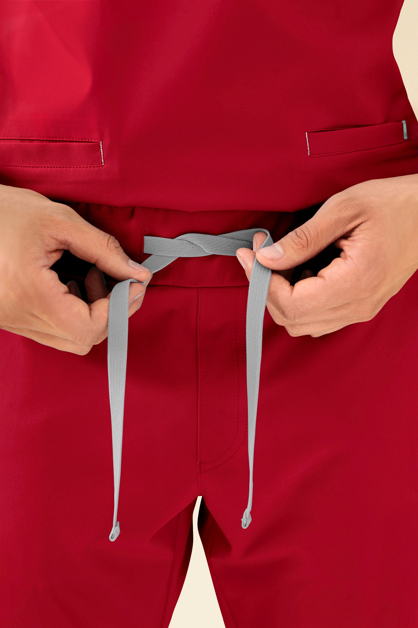 KAERE Pantalon Homme - avec poches cargo et ourlets côtelés Taille courte rouge
