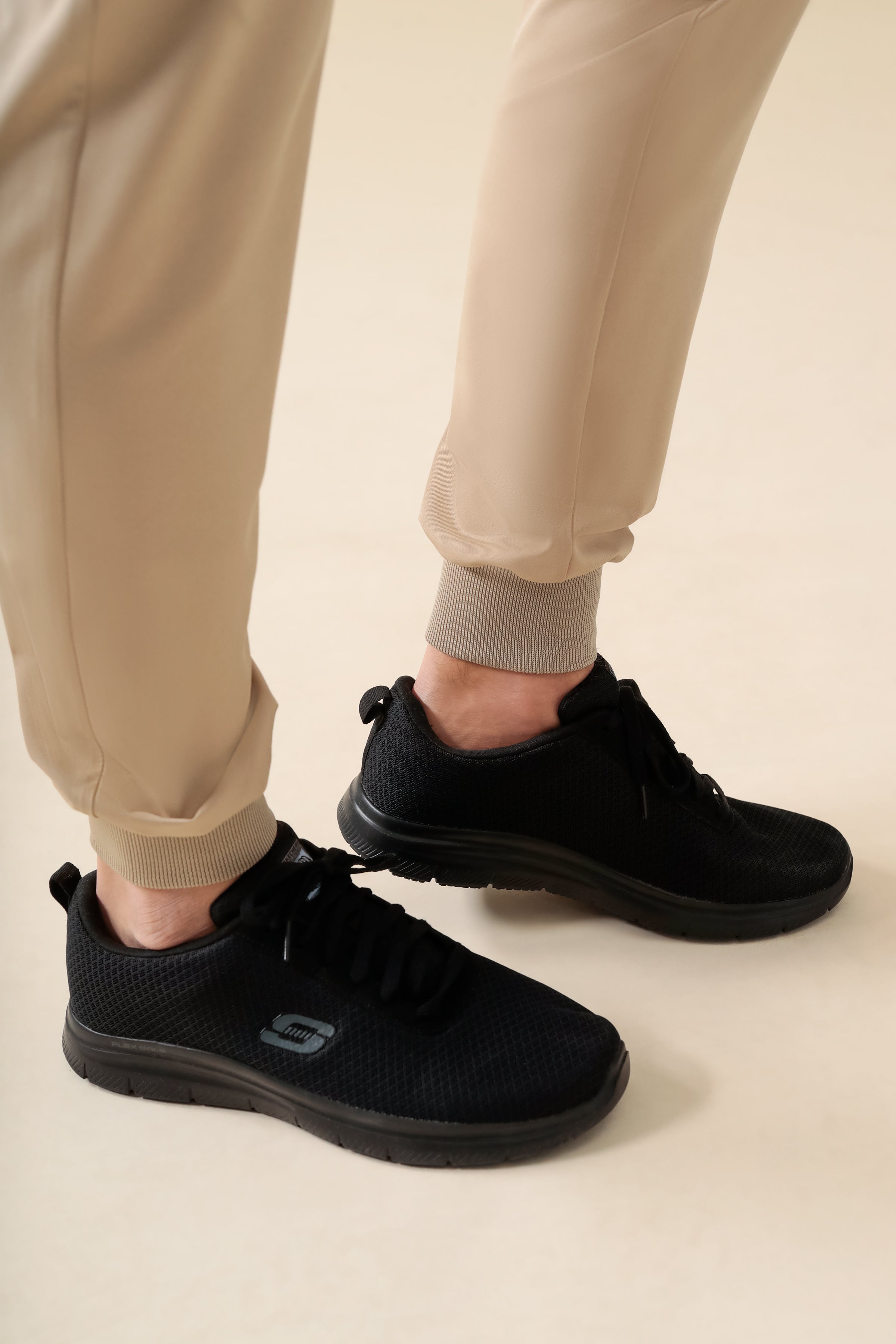 KAERE Pantalon Homme - avec poches cargo et ourlets côtelés Taille courte sable