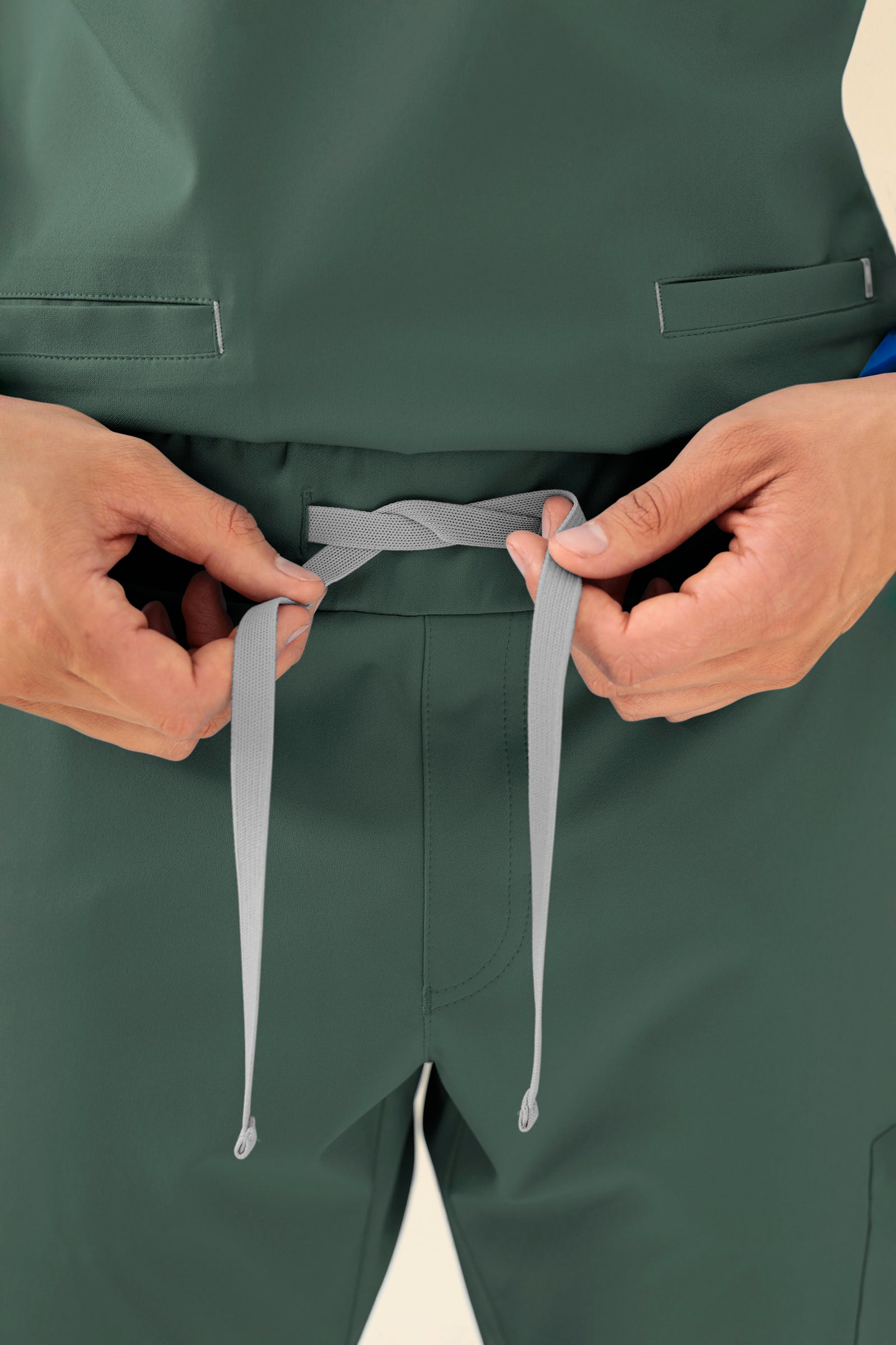 KAERE Pantalon Homme - avec poches cargo et ourlets côtelés vert foncé