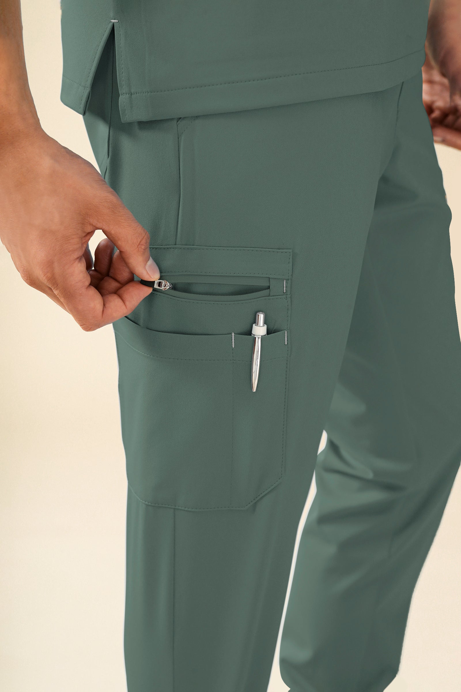 KAERE Pantalon Homme - avec poches cargo vert foncé