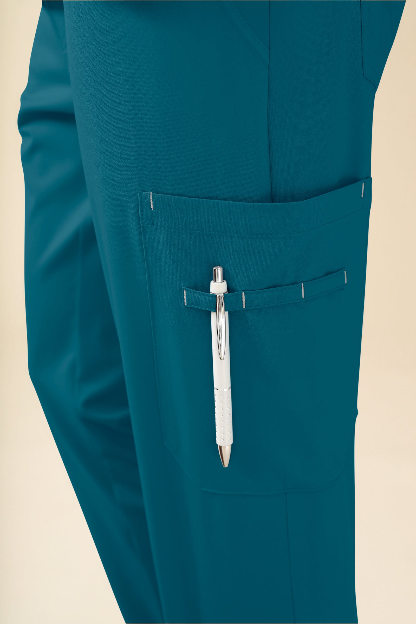 KAERE Pantalon Homme - avec poches cargo et ourlets côtelés pétrole