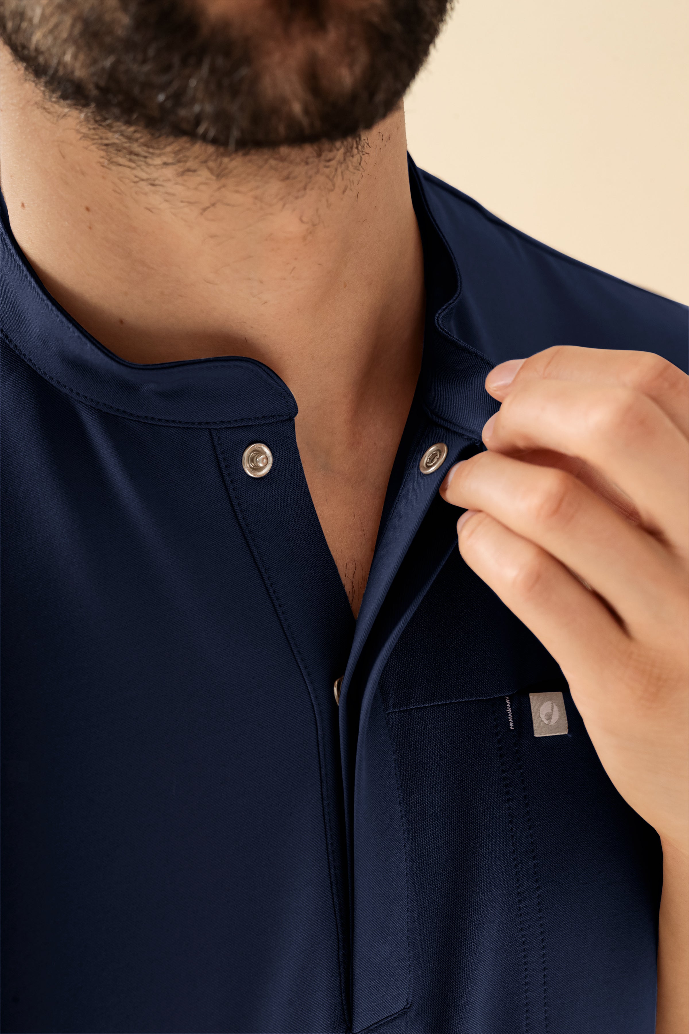 KAERE Tunique Homme - Col officier bleu navy
