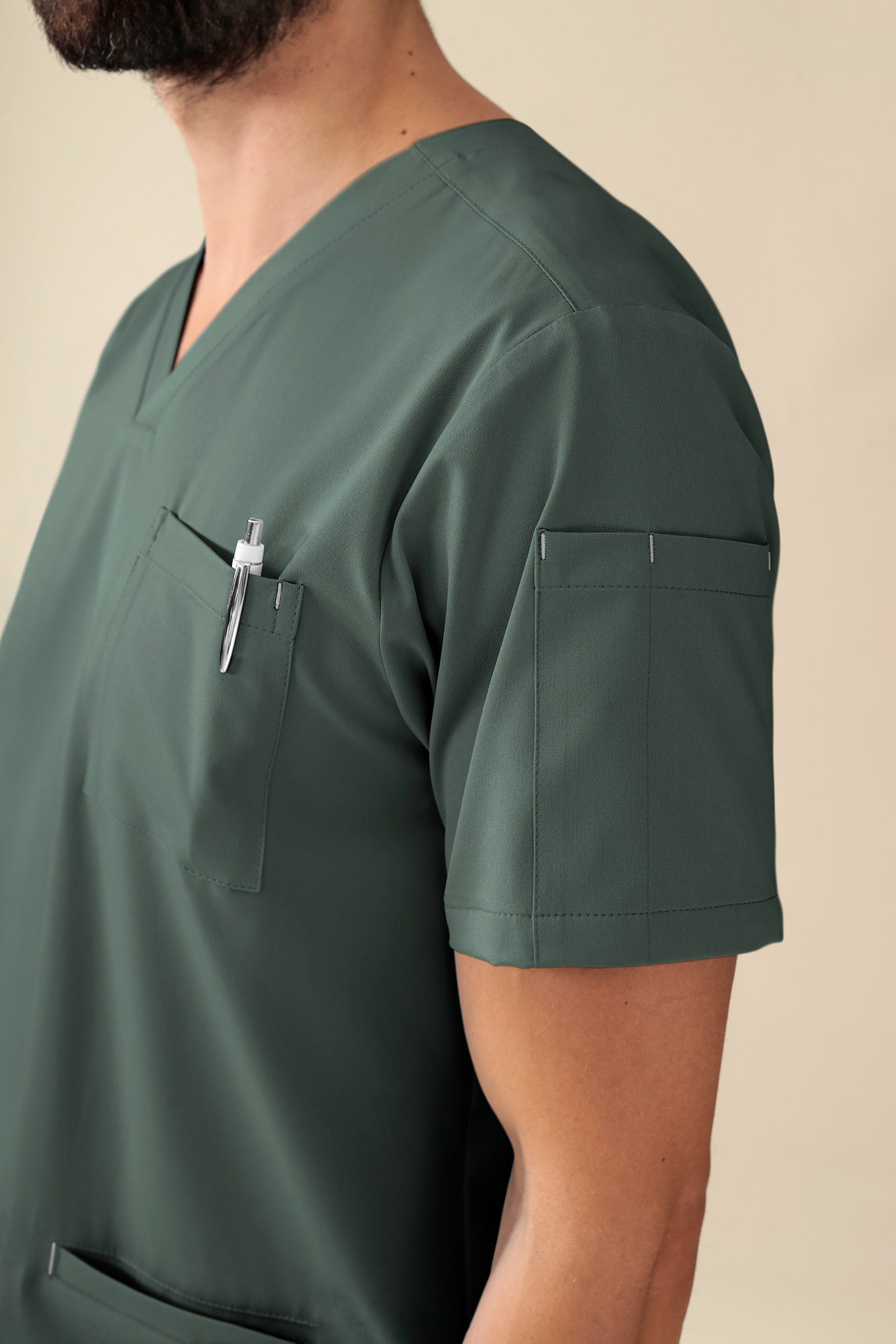 KAERE Tunique Homme - Col V vert foncé
