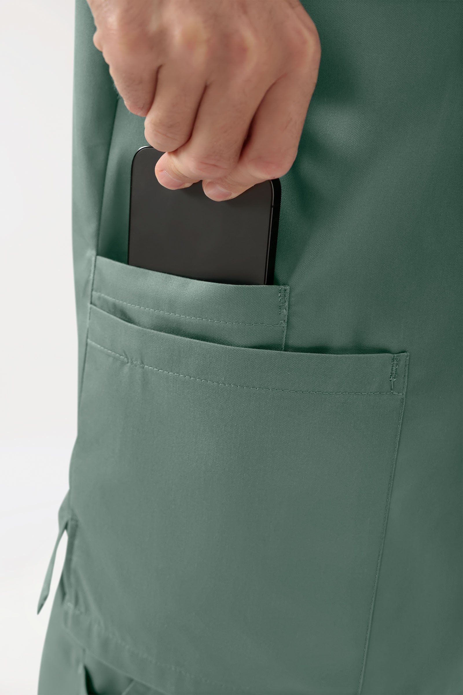 GREEN Tunique Stretch Homme - Décolleté V vert foncé