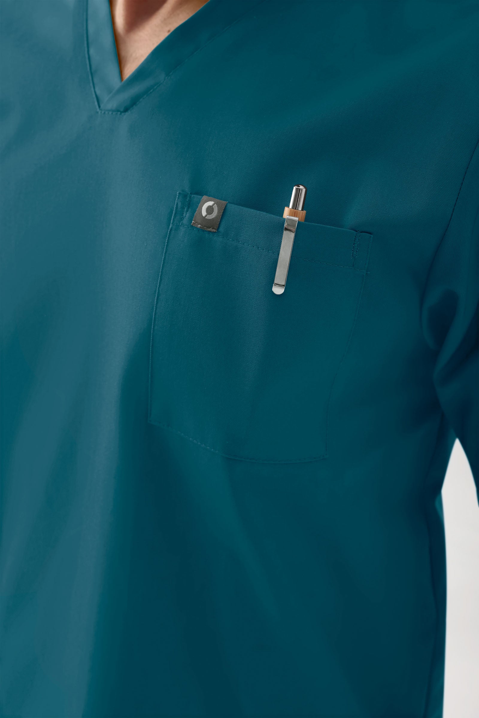 GREEN Tunique Stretch Homme - Décolleté V pétrole