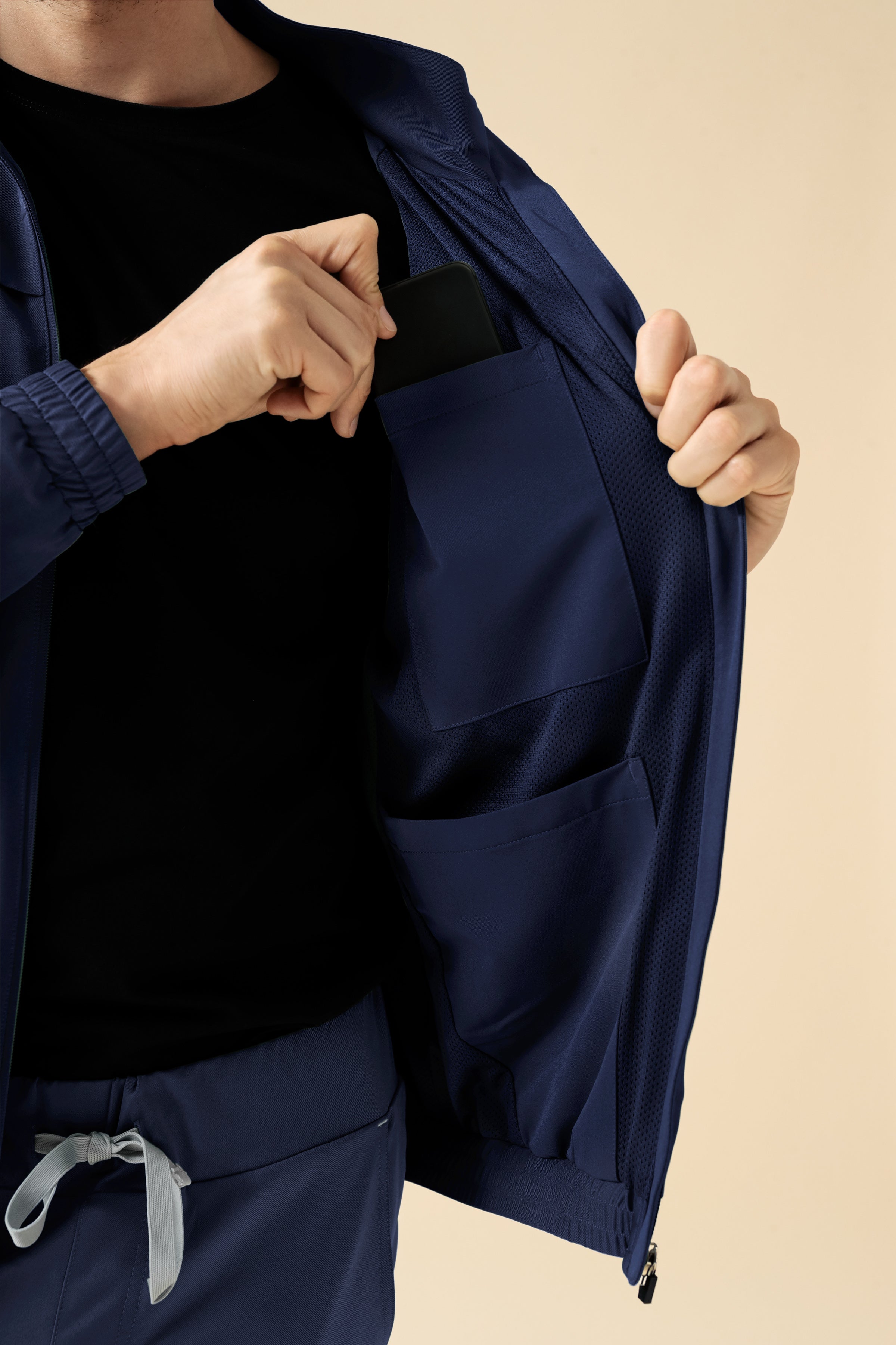 KAERE Veste blouson Homme - Poignet élastiqué bleu navy
