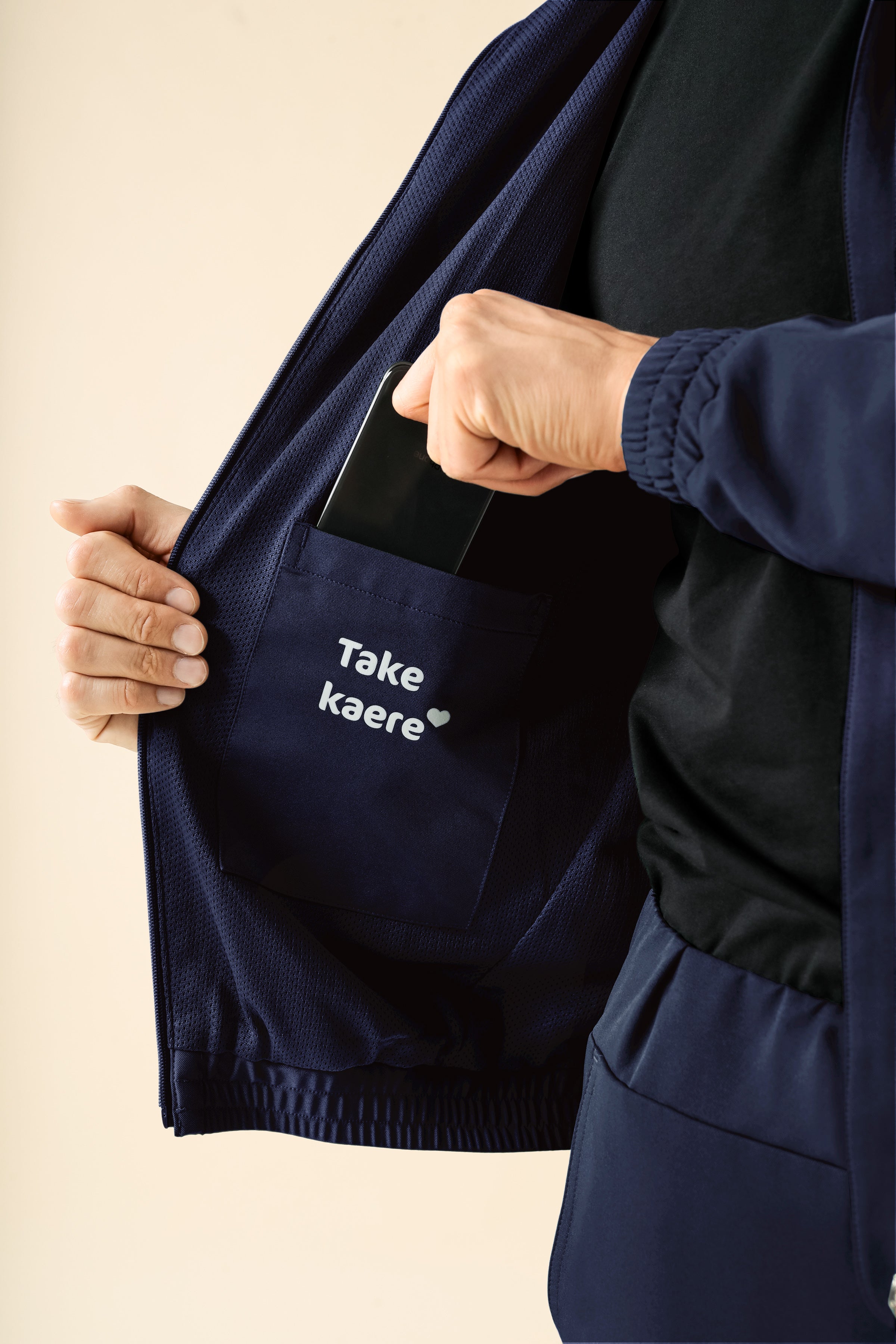 KAERE Veste blouson Homme - Poignet élastiqué bleu navy