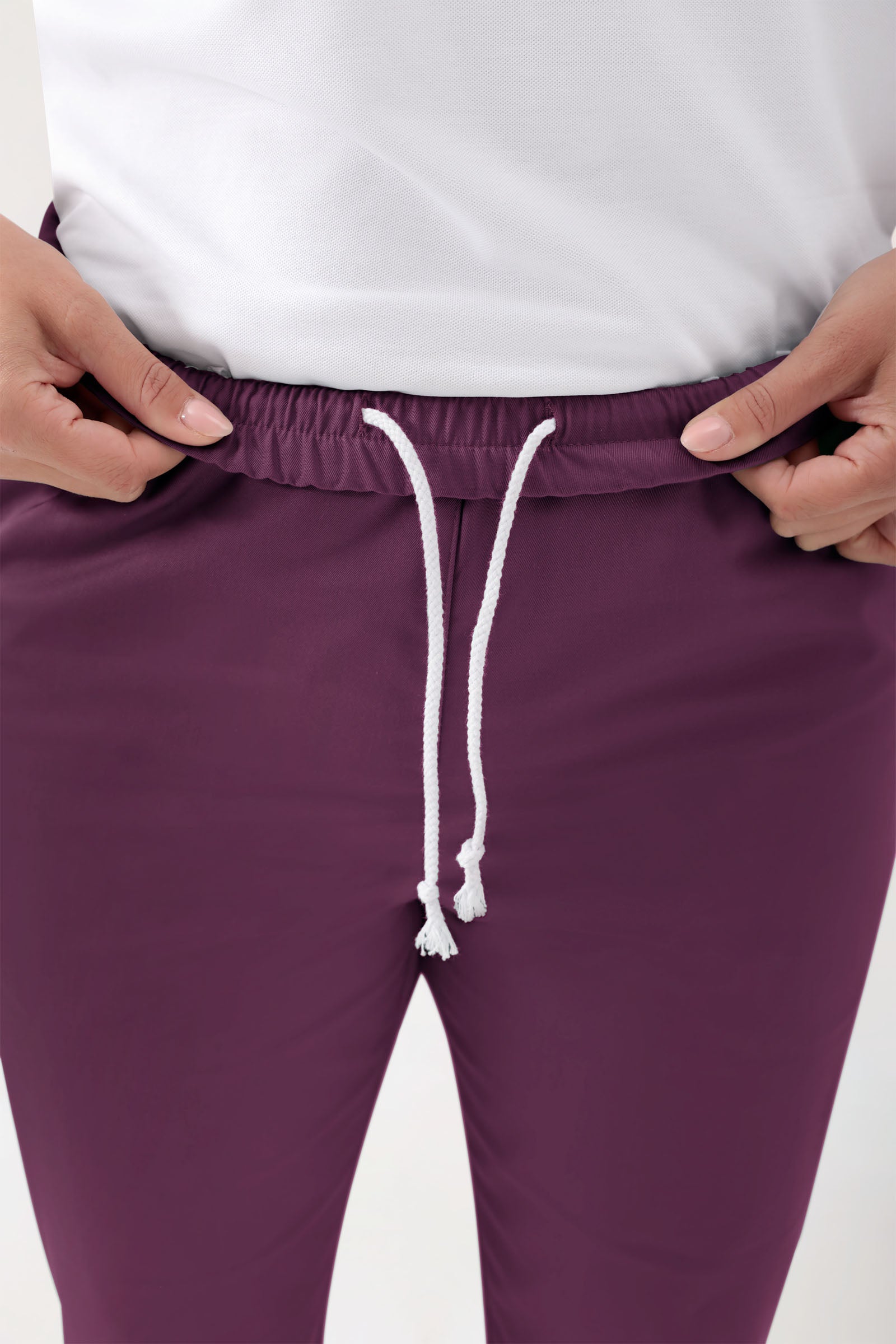 GREEN Pantalon Stretch mixte - Ceinture élastiquée prune