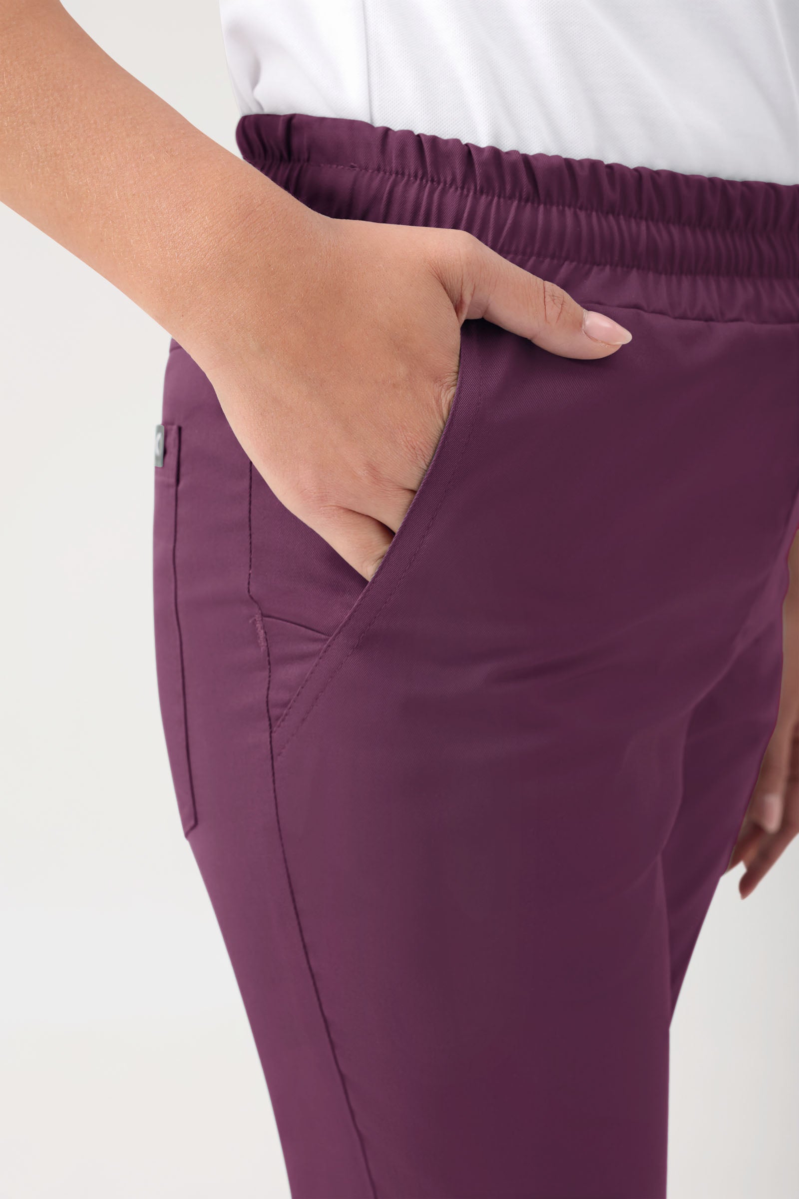 GREEN Pantalon Stretch mixte - Ceinture élastiquée prune