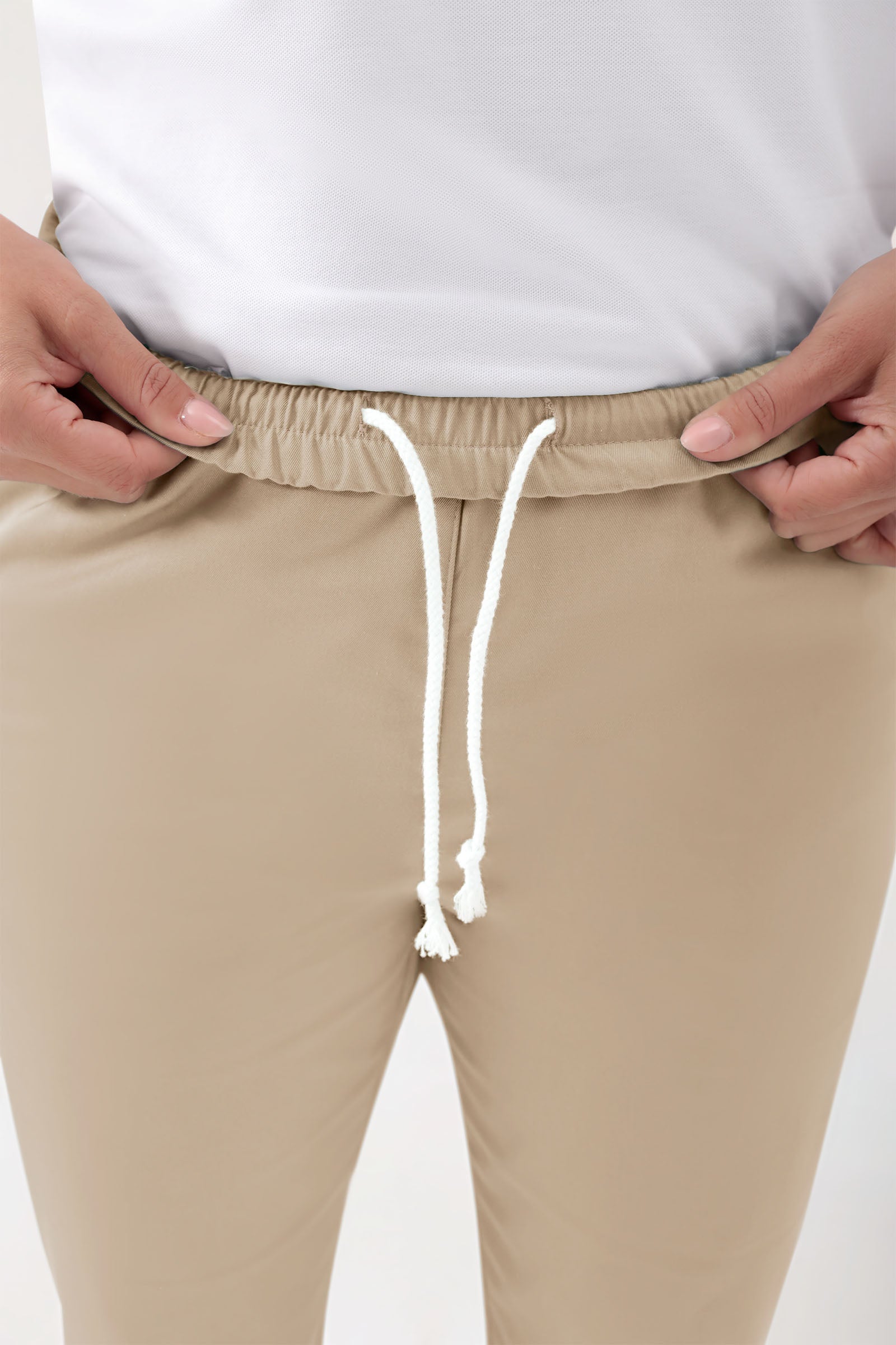 GREEN Pantalon Stretch mixte - Ceinture élastiquée sable