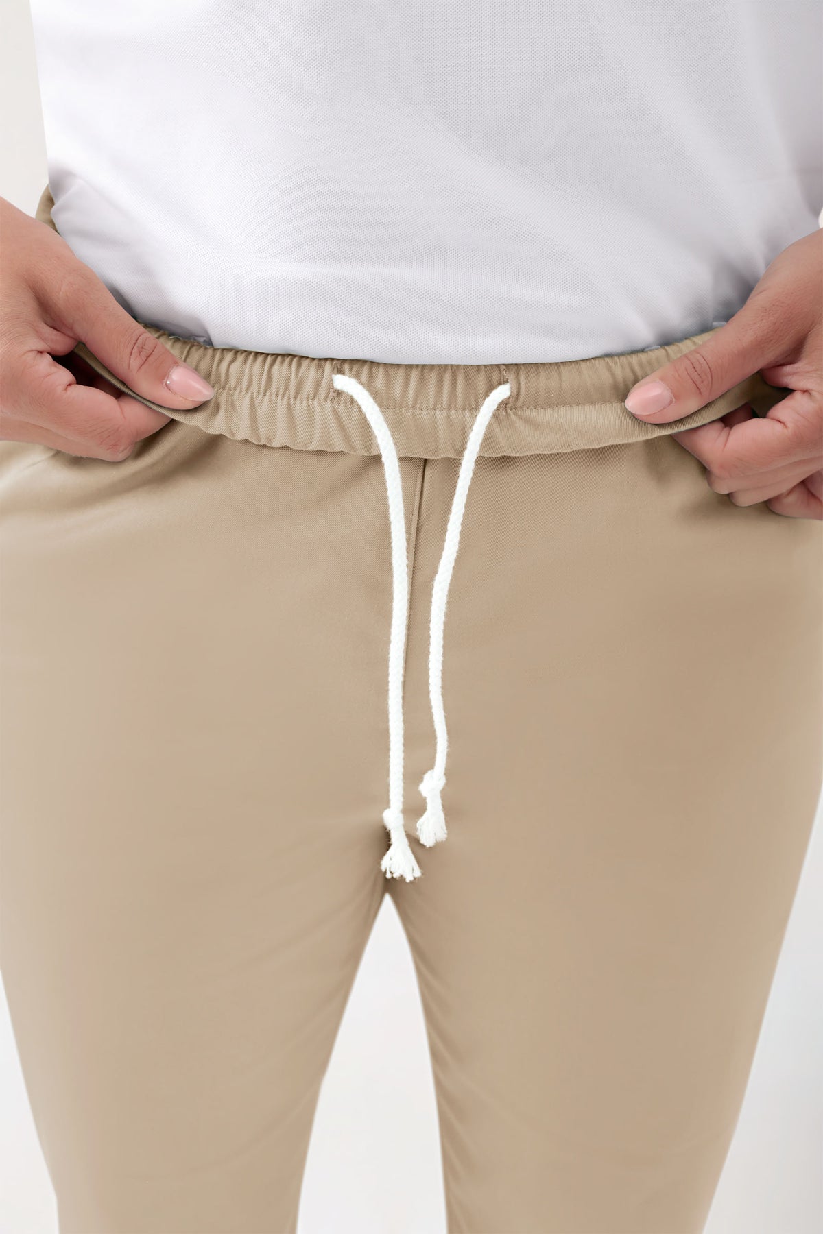 GREEN Pantalon Stretch mixte - Ceinture élastiquée sable