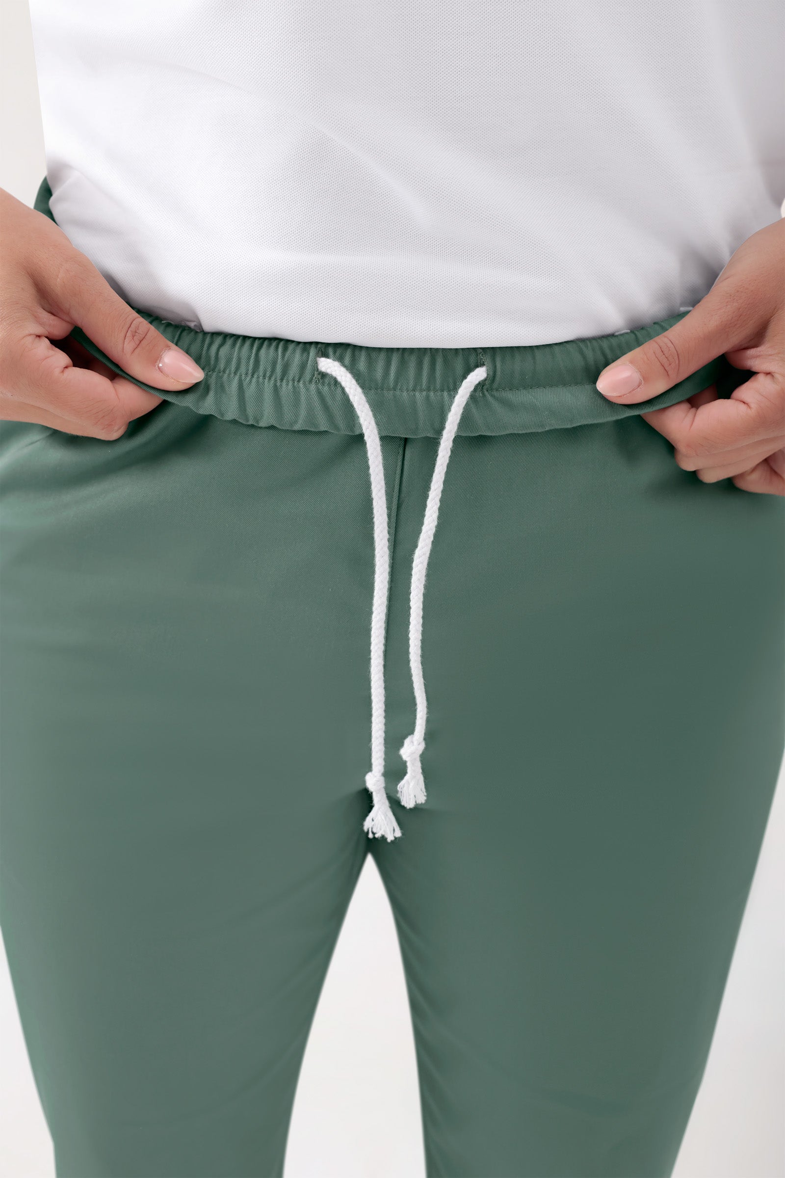 GREEN Pantalon Stretch mixte - Ceinture élastiquée vert foncé