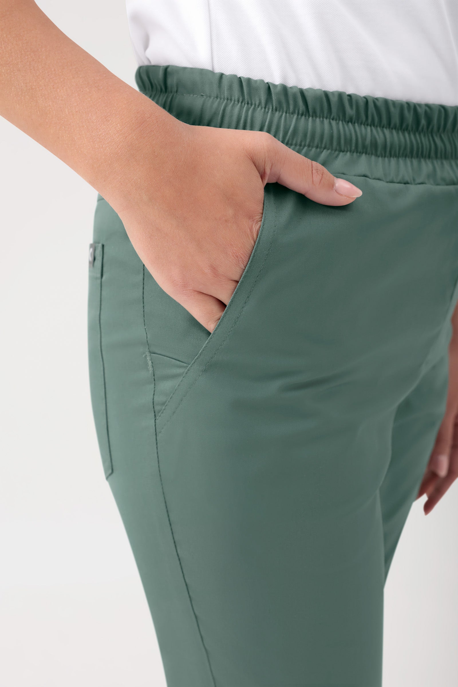 GREEN Pantalon Stretch mixte - Ceinture élastiquée vert foncé