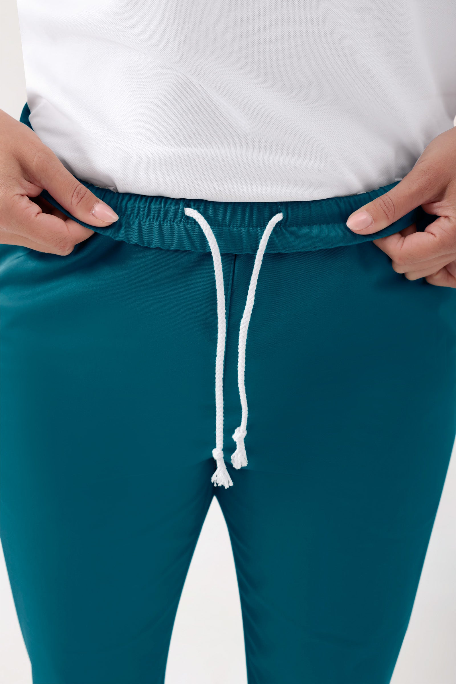 GREEN Pantalon Stretch mixte - Ceinture élastiquée pétrole