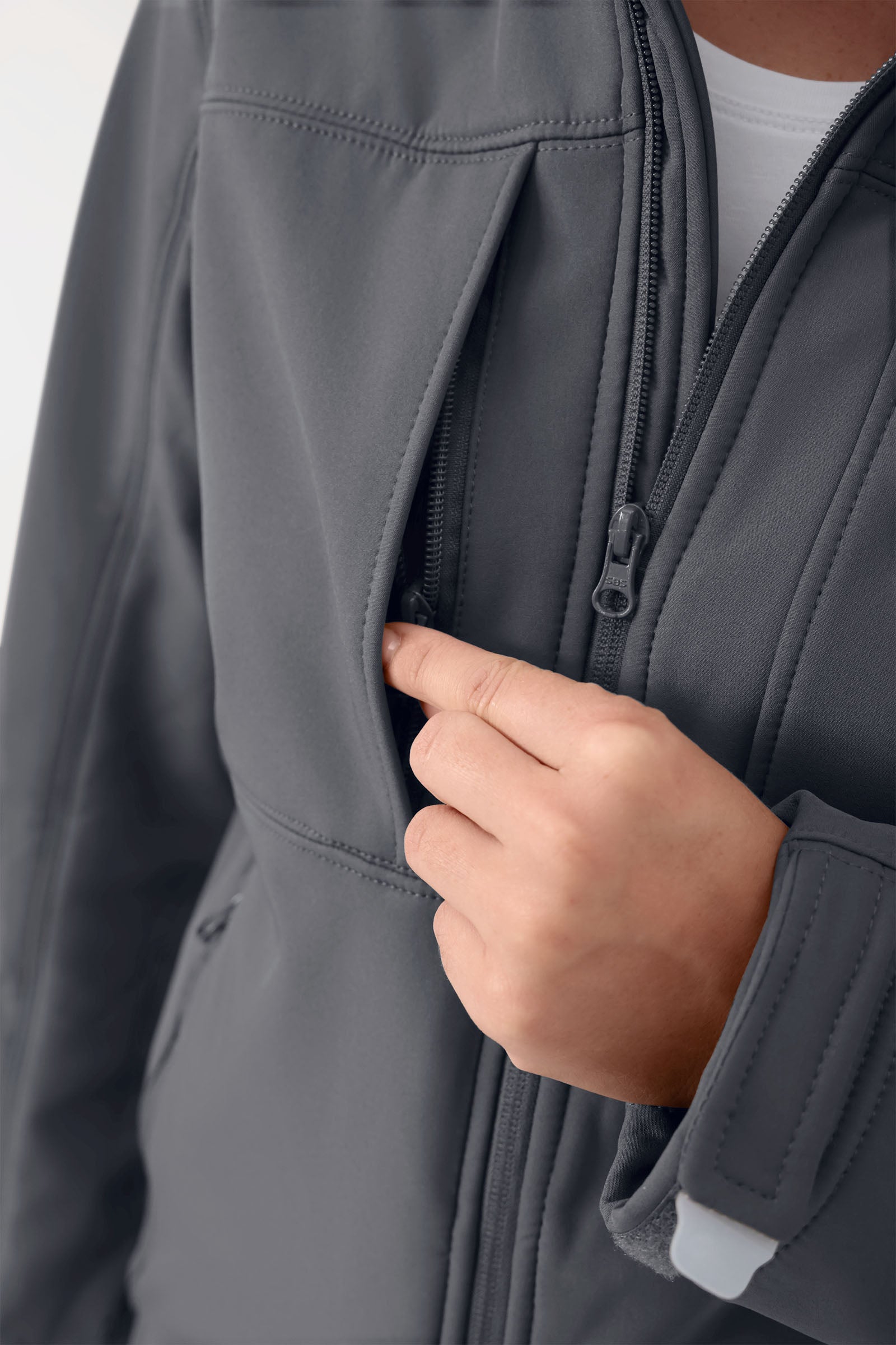 Softshell Veste mixte - à capuche gris minéral